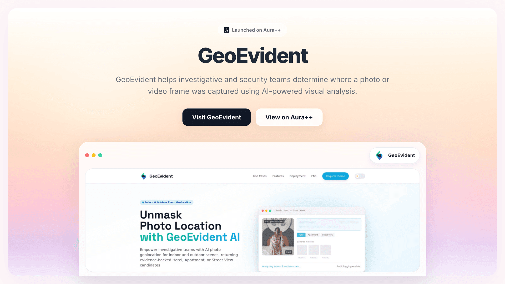 GeoEvident launch featured image on Aura++