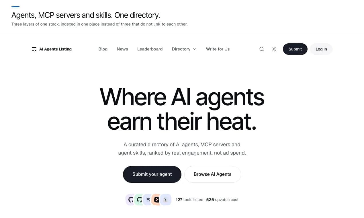 AI Agents Directory product preview for startup listing on Aura++