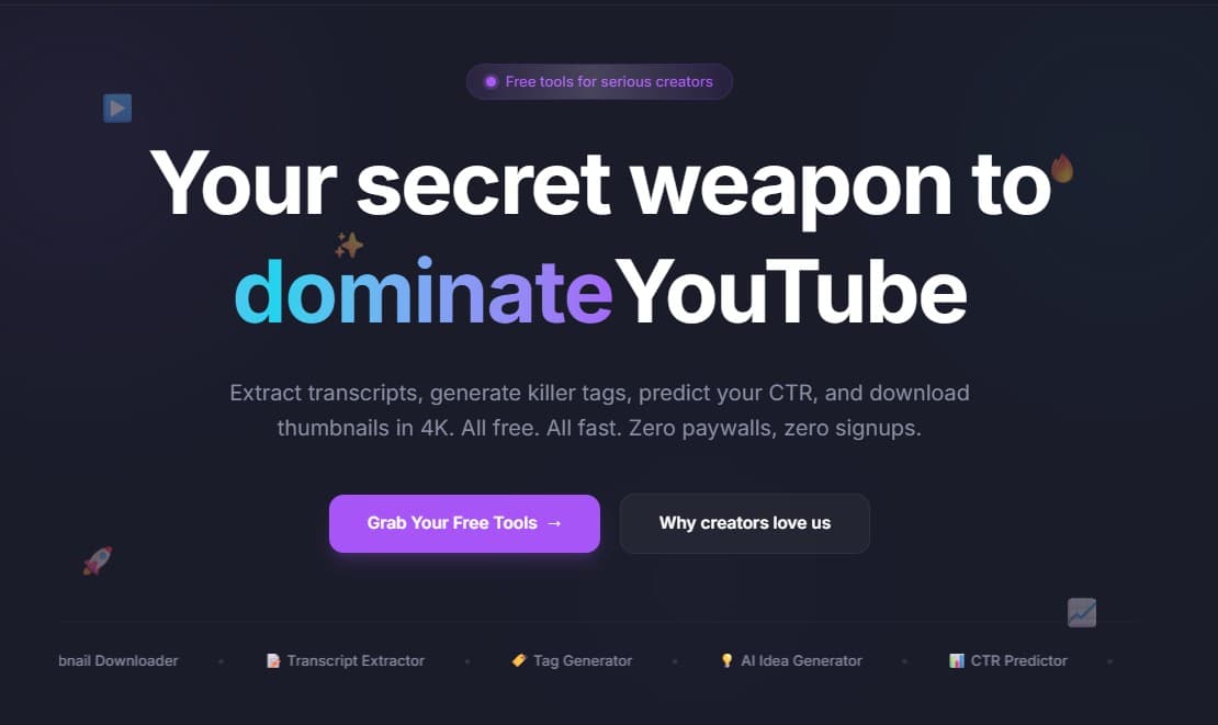 100Xtuber YouTube Growth Tools product preview for startup listing on Aura++