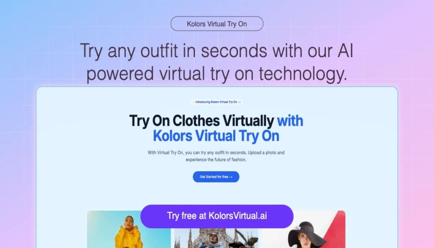 Kolors Virtual product preview for startup listing on Aura++
