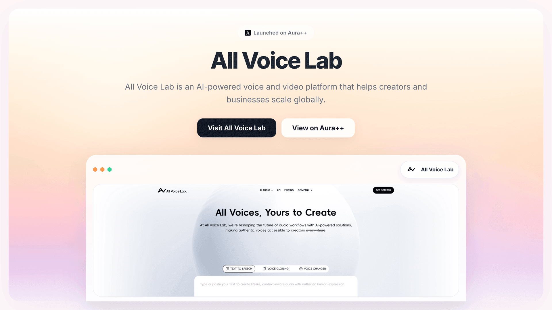 All Voice Lab launch story featured image on Aura++