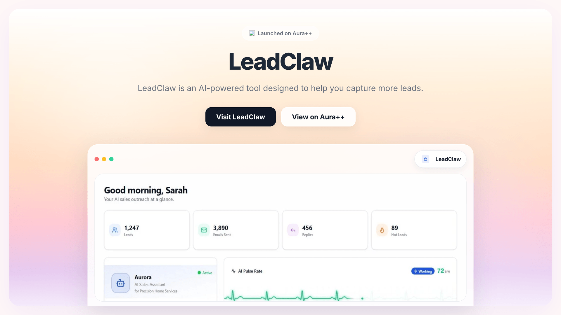 LeadClaw launch featured image on Aura++