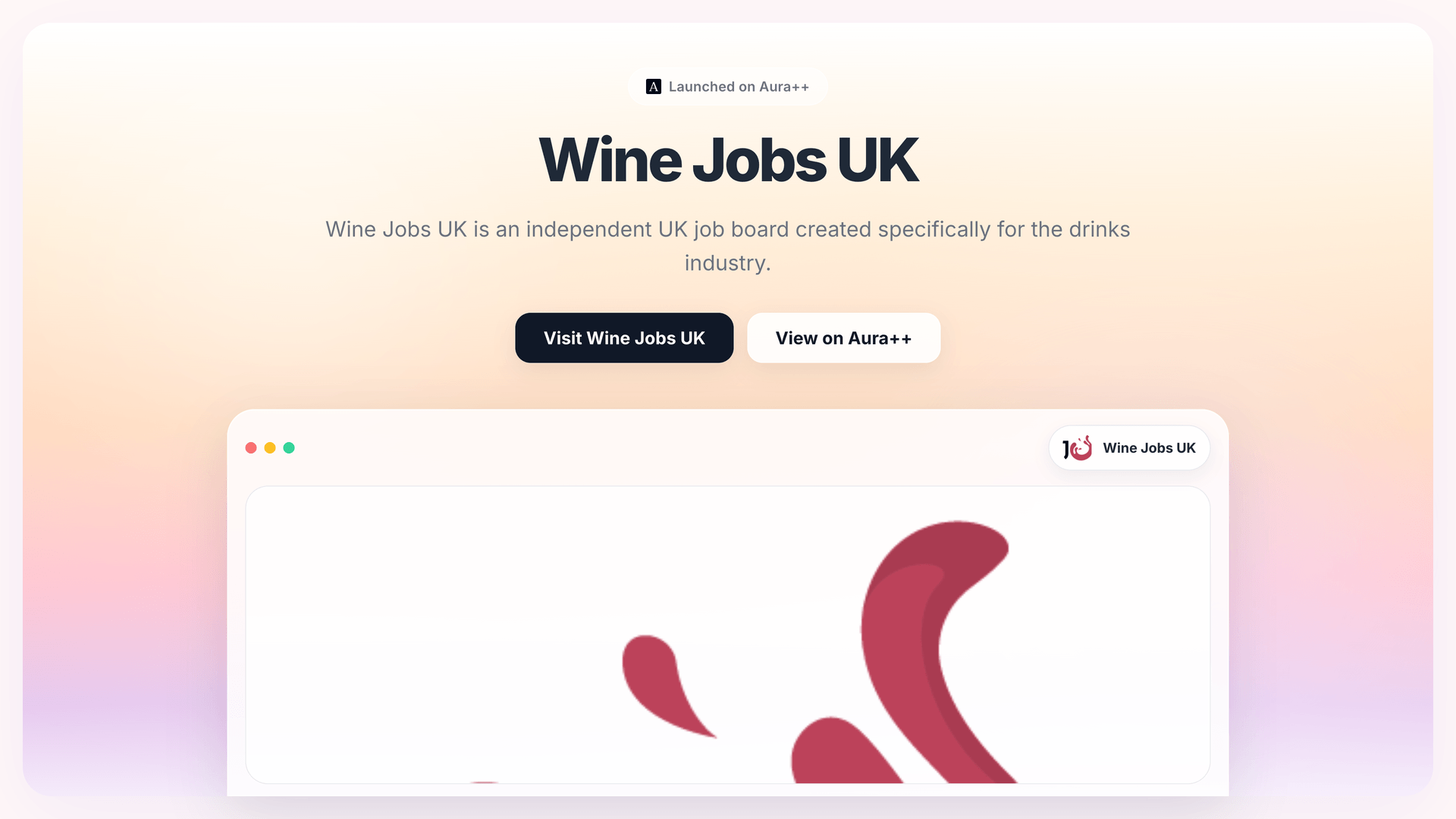 Wine Jobs UK launch featured image on Aura++
