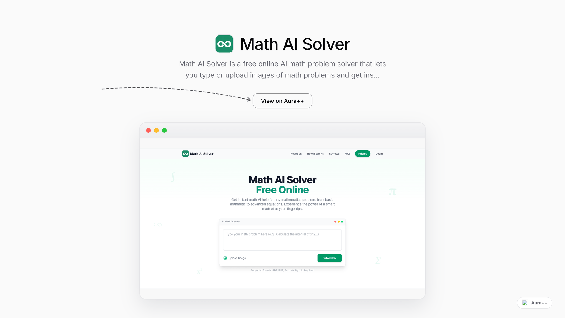 Math AI Solver launch story featured image on Aura++