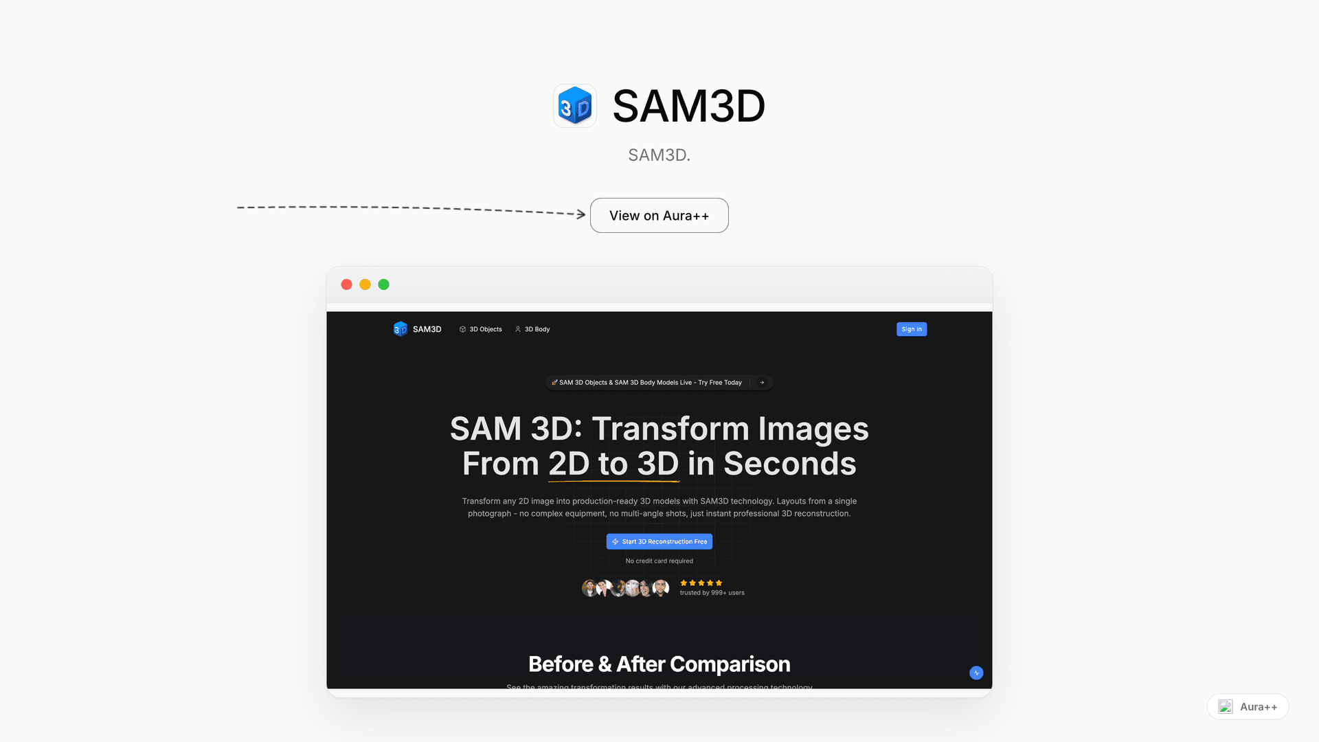 SAM3D  launch story featured image on Aura++