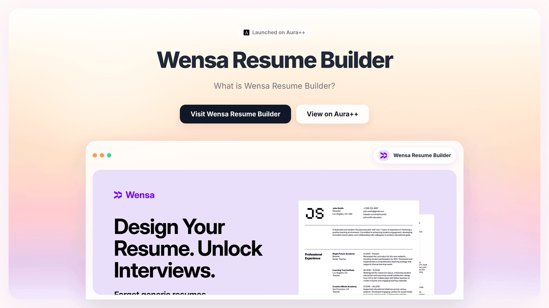 Crafting ATS-Friendly Resumes: Wensa Resume Builder's Solution