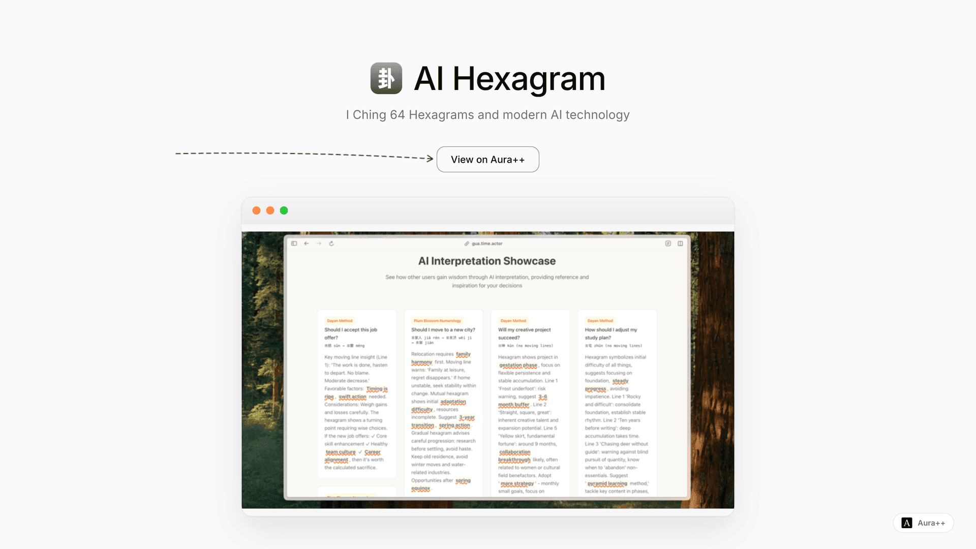 AI Hexagram launch story featured image on Aura++