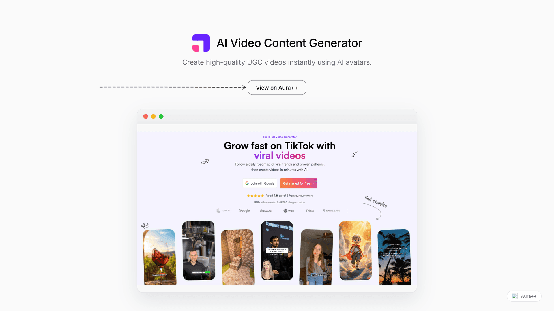 AI Video Content Generator launch featured image on Aura++