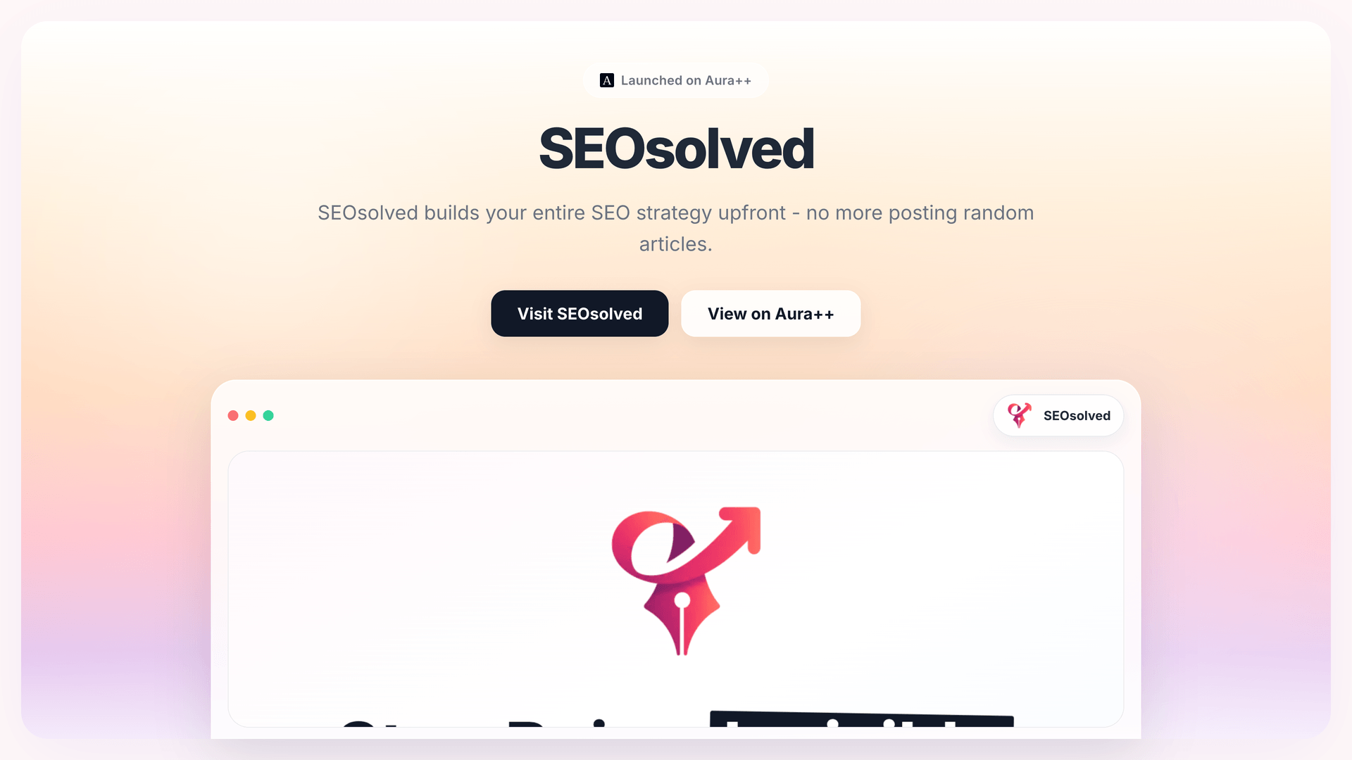 SEOsolved launch story featured image on Aura++