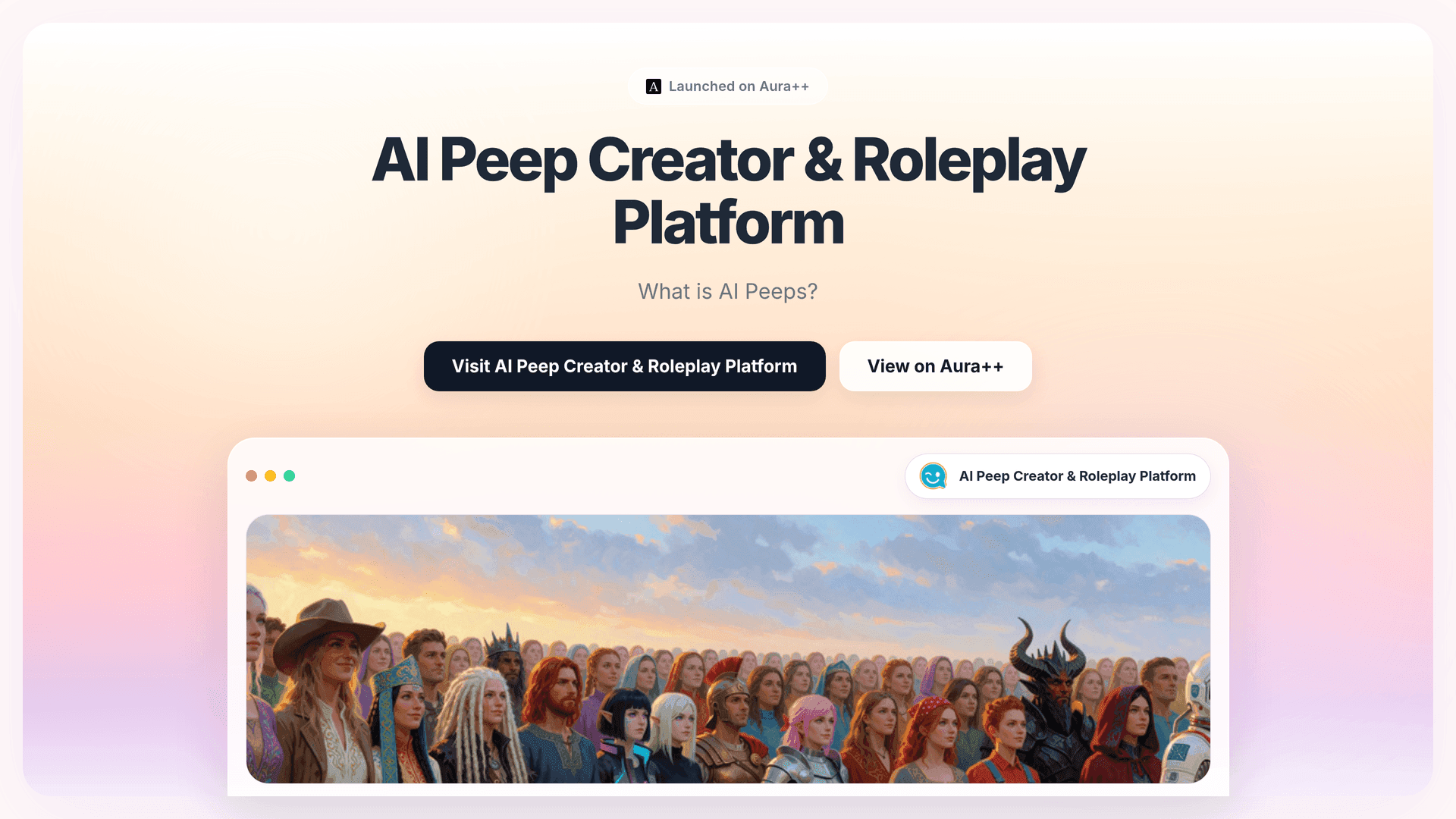 AI Peep Creator & Roleplay Platform launch story featured image on Aura++