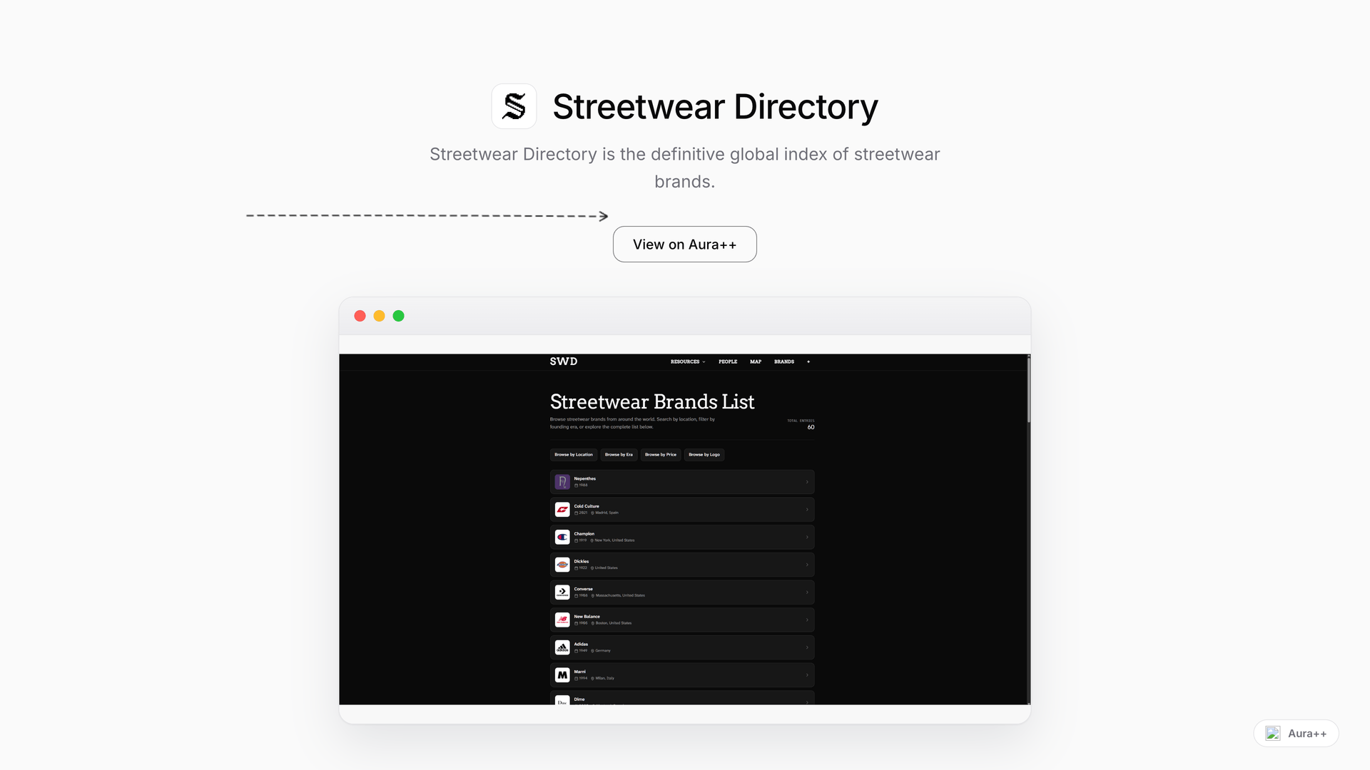 Streetwear Directory launch story featured image on Aura++