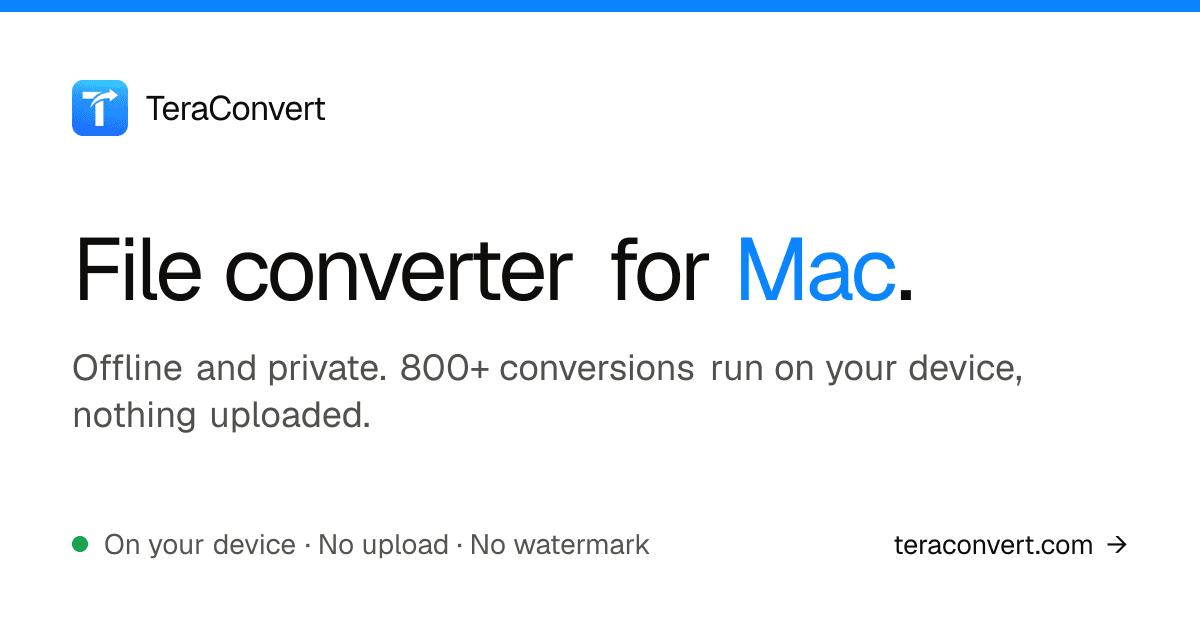 TeraConvert - Offline File Converter for Mac product preview for startup listing on Aura++
