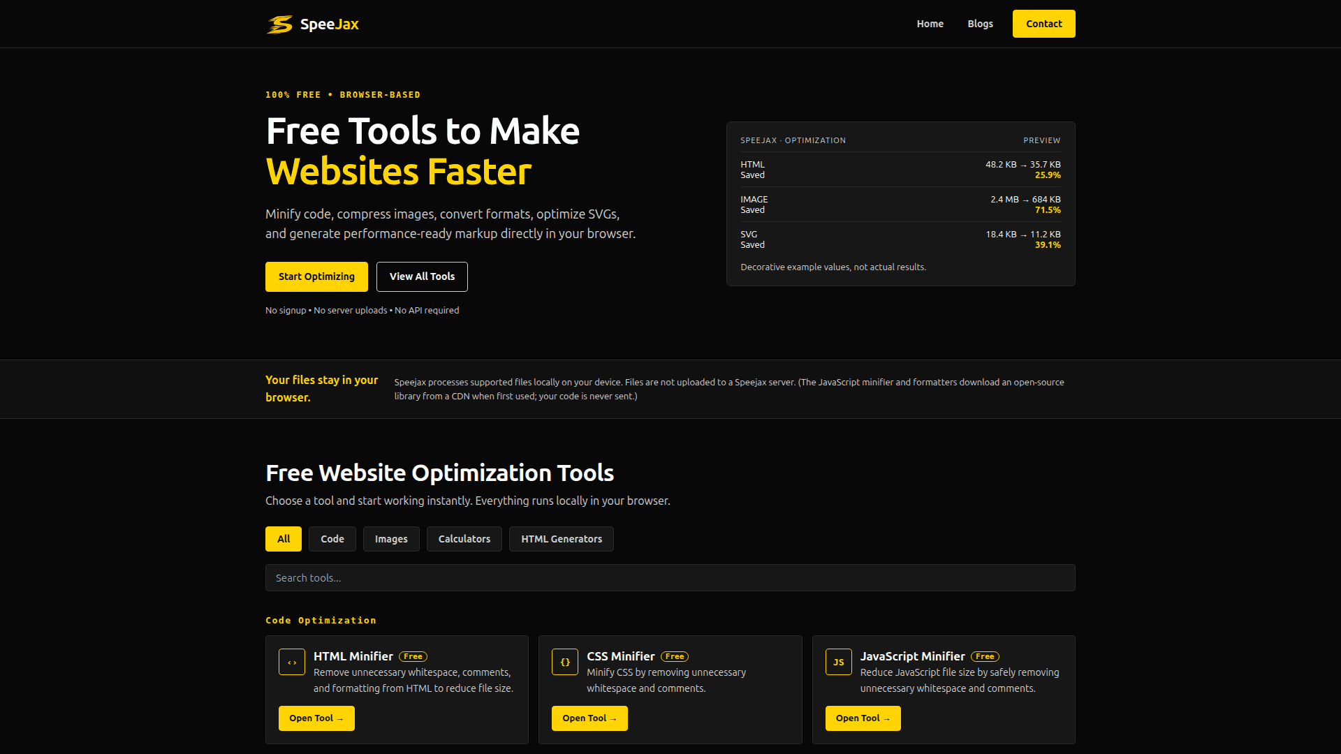 SpeeJax Website Optimization Tools product preview for startup listing on Aura++