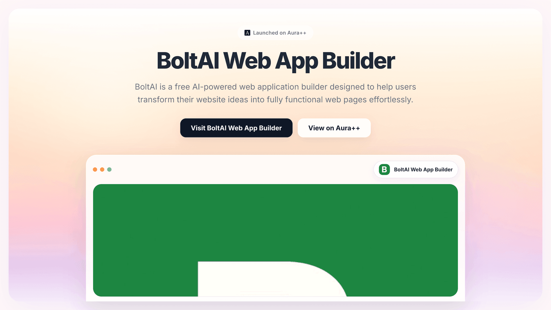 BoltAI Web App Builder launch story featured image on Aura++