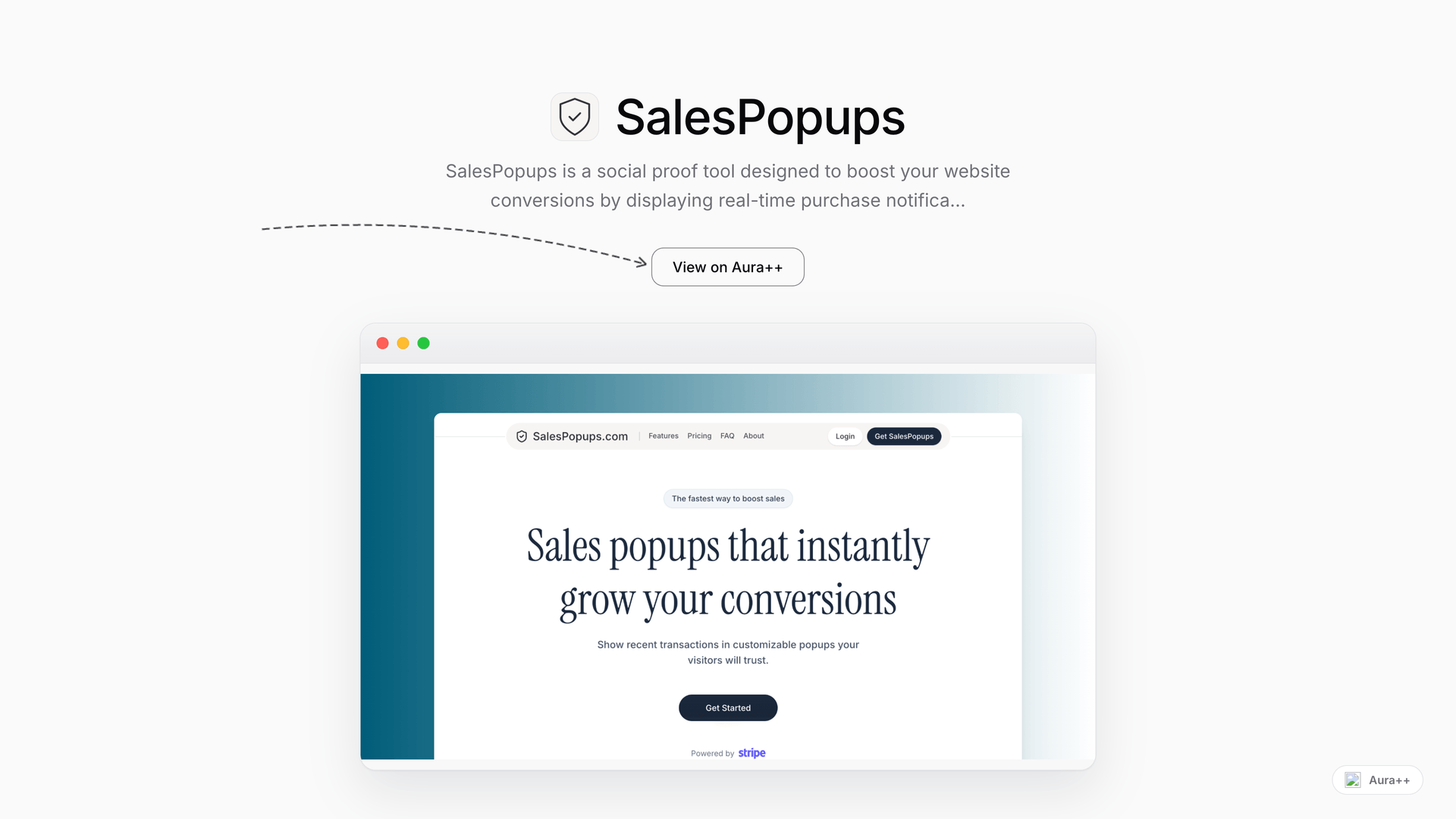 SalesPopups - Real-Time Social Proof launch story featured image on Aura++
