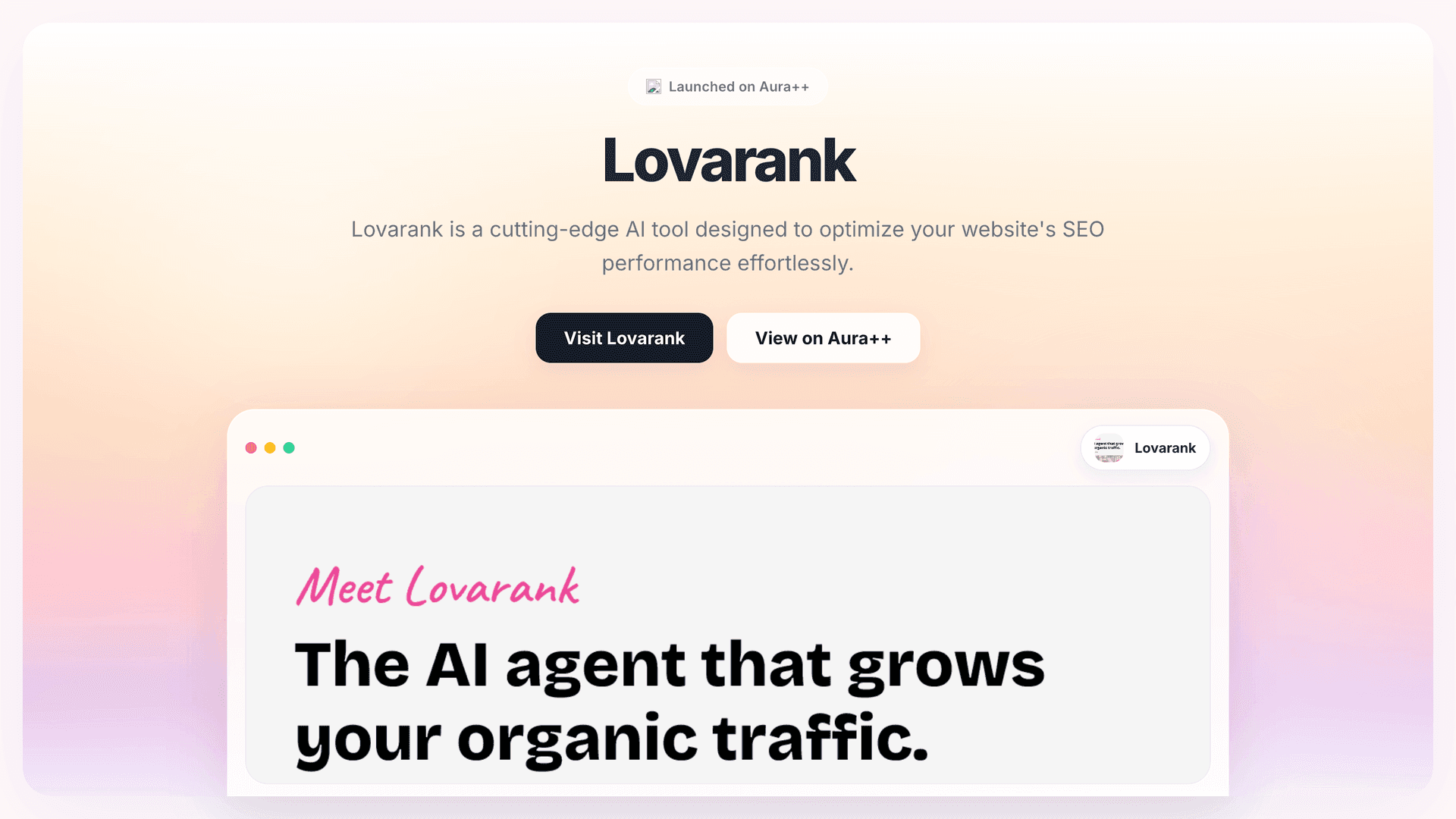 Lovarank launch story featured image on Aura++