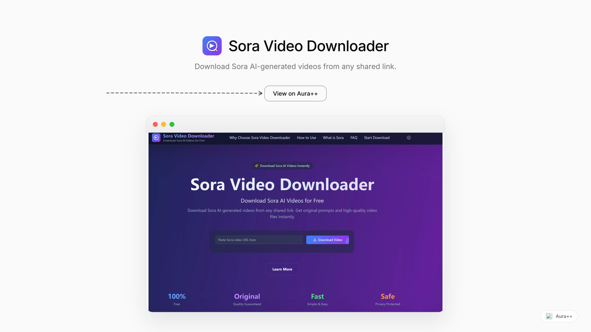 Sora Video Downloader launch story featured image on Aura++