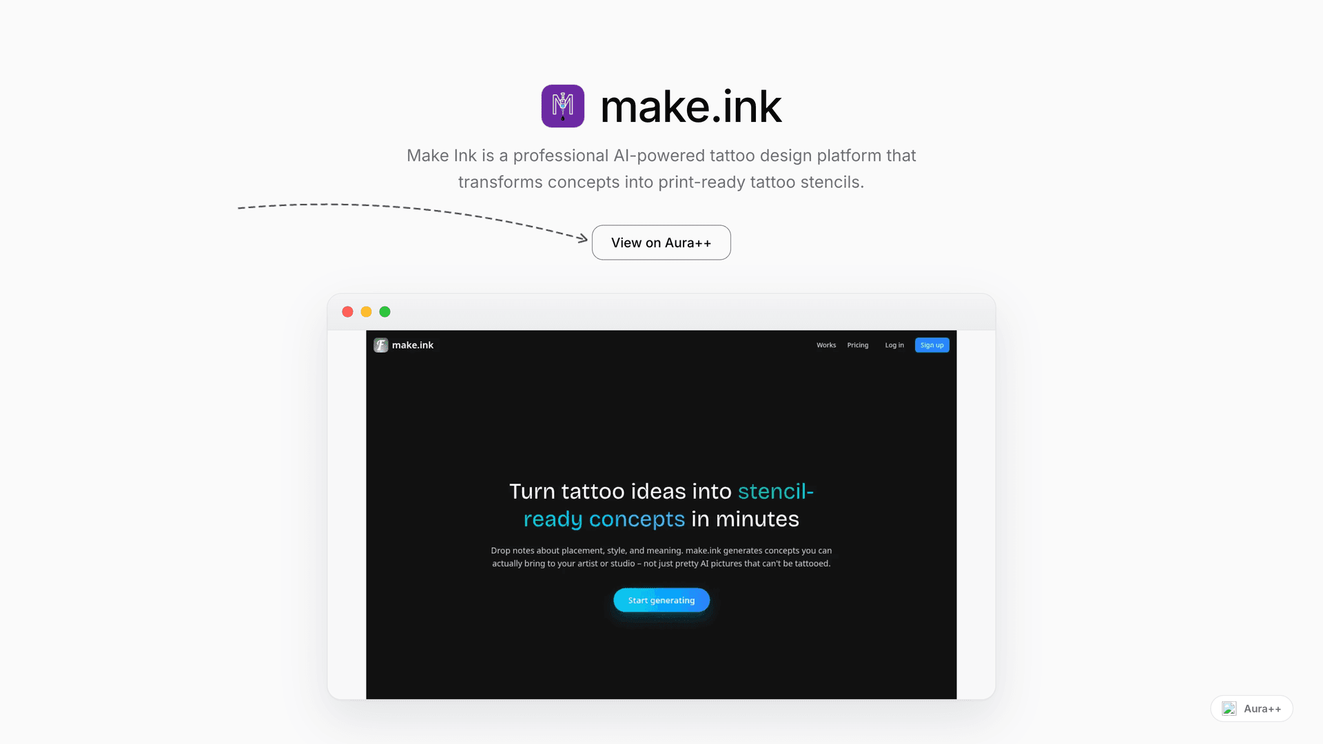 make.ink launch story featured image on Aura++