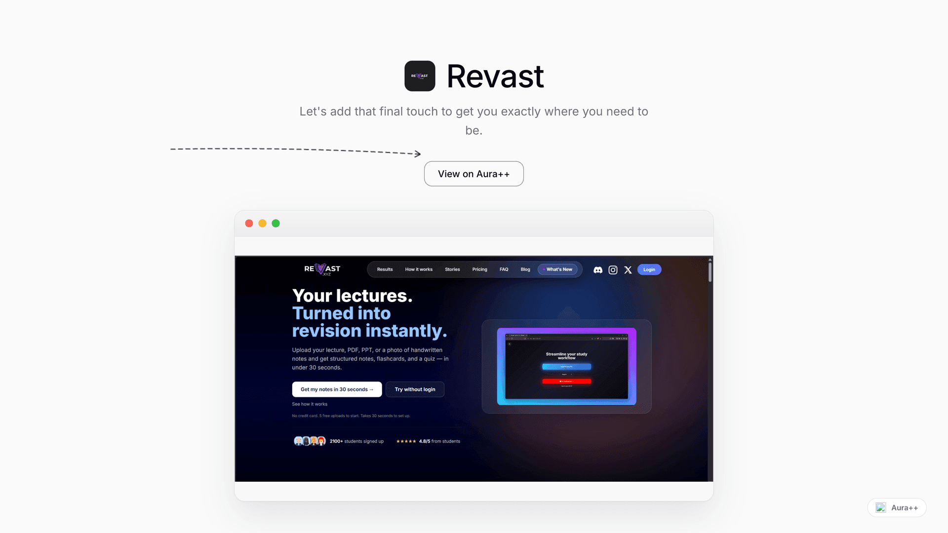 Revast launch featured image on Aura++