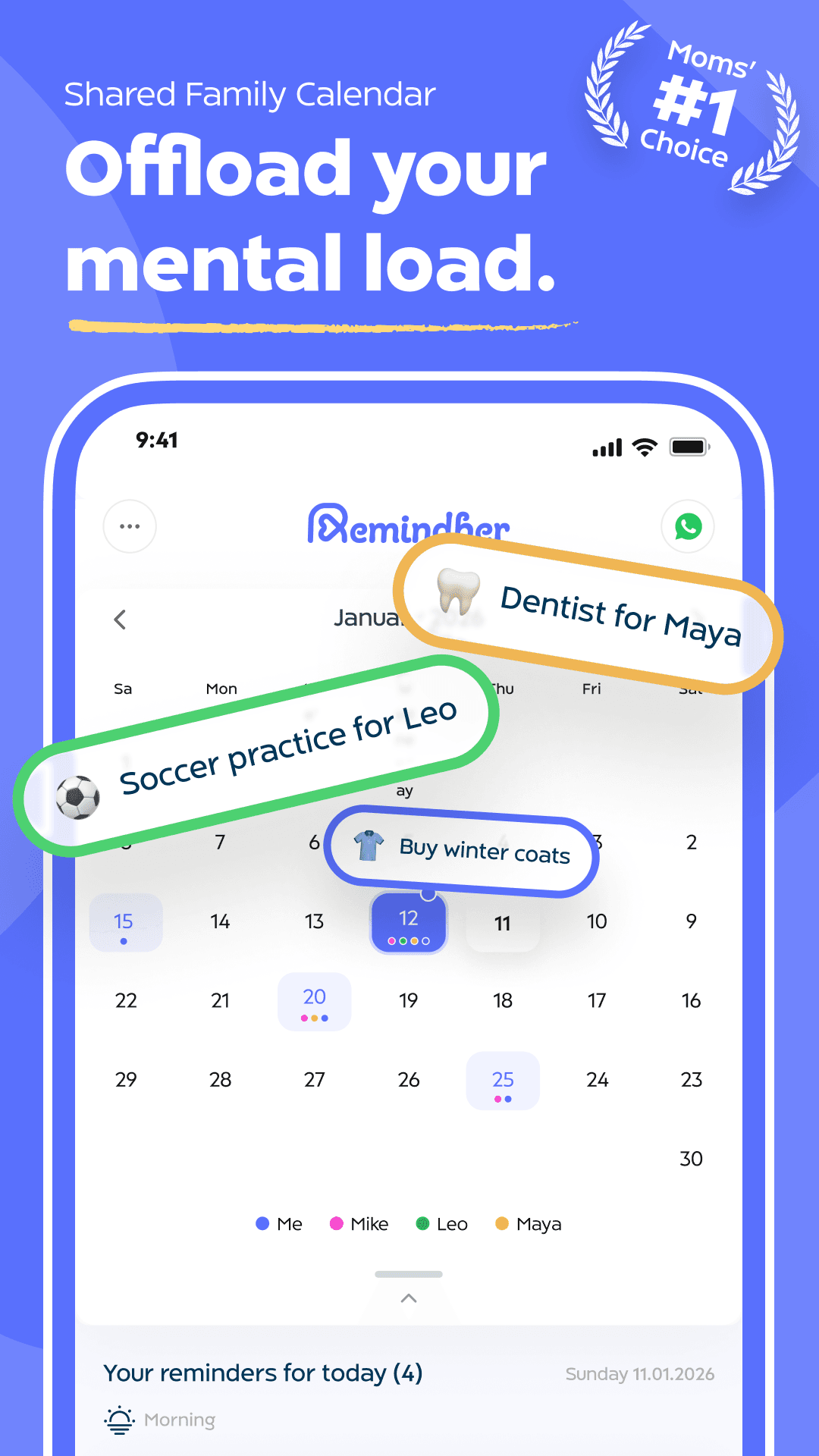RemindHer product preview for startup listing on Aura++