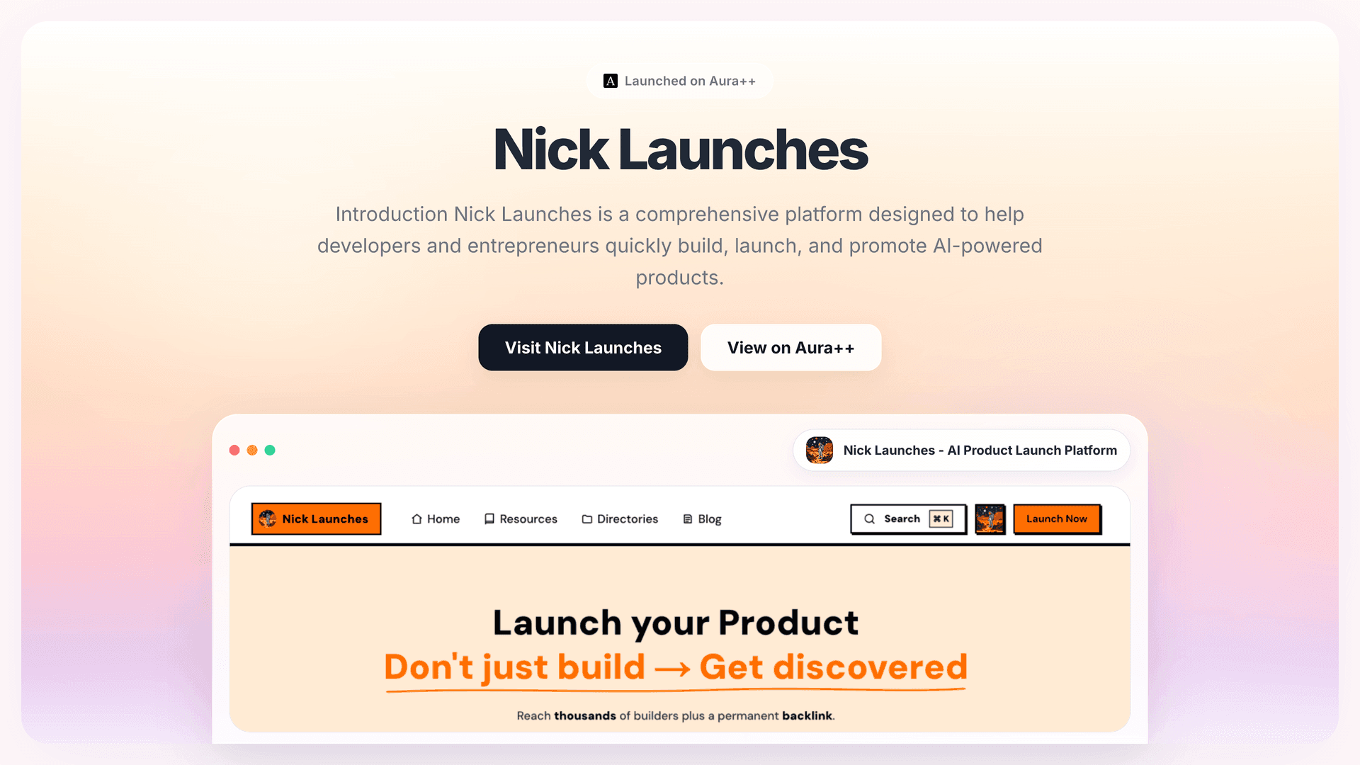 Nick Launches - AI Product Launch Platform launch story featured image on Aura++