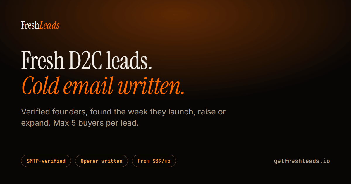 FreshLeads D2C Lead Intelligence product preview for startup listing on Aura++