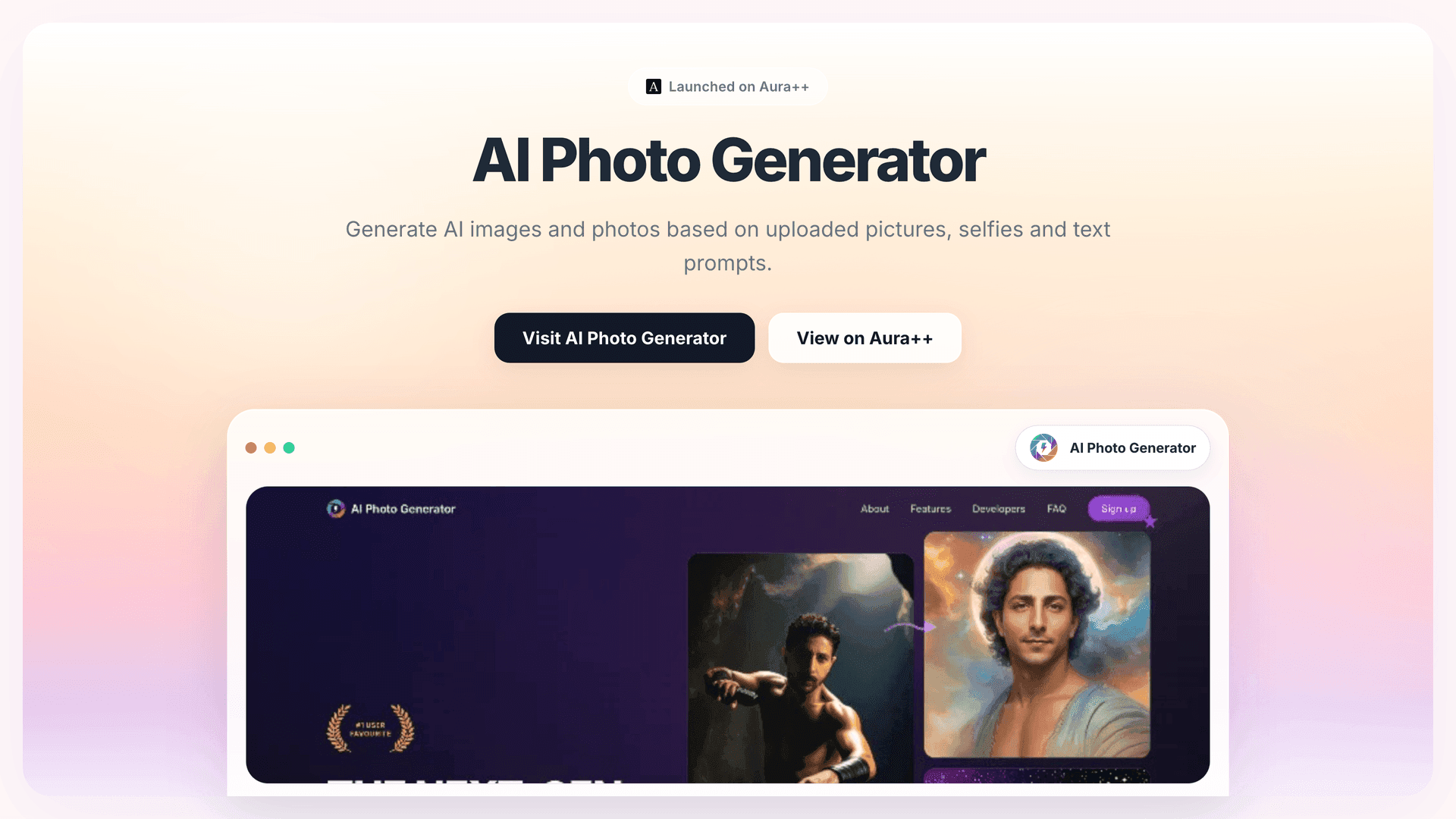 AI Photo Generator launch featured image on Aura++