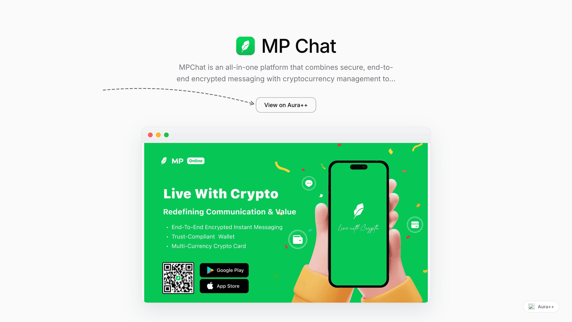 MP Chat - Live with Crypto. launch story featured image on Aura++