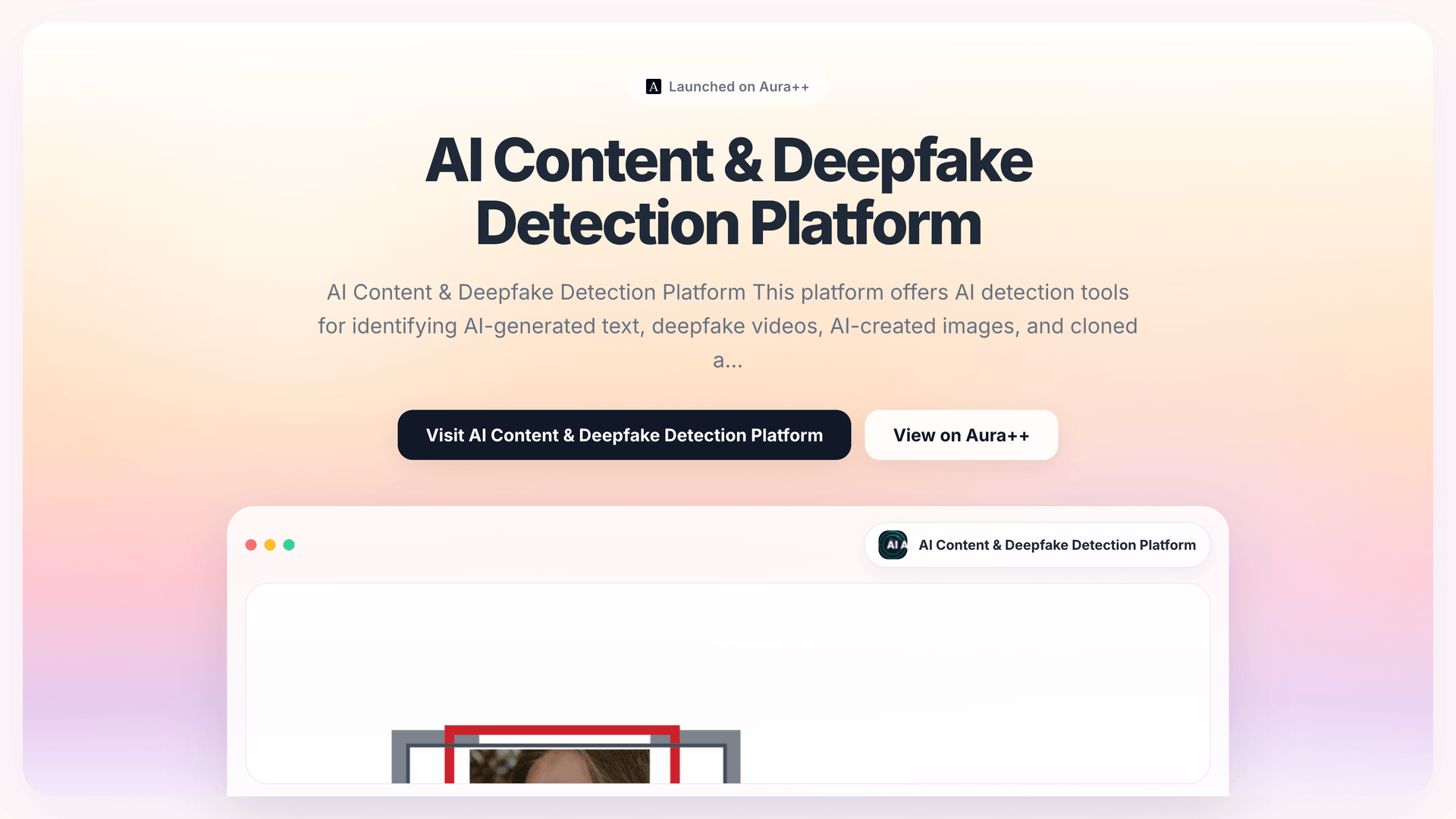 AI Content & Deepfake Detection Platform launch featured image on Aura++