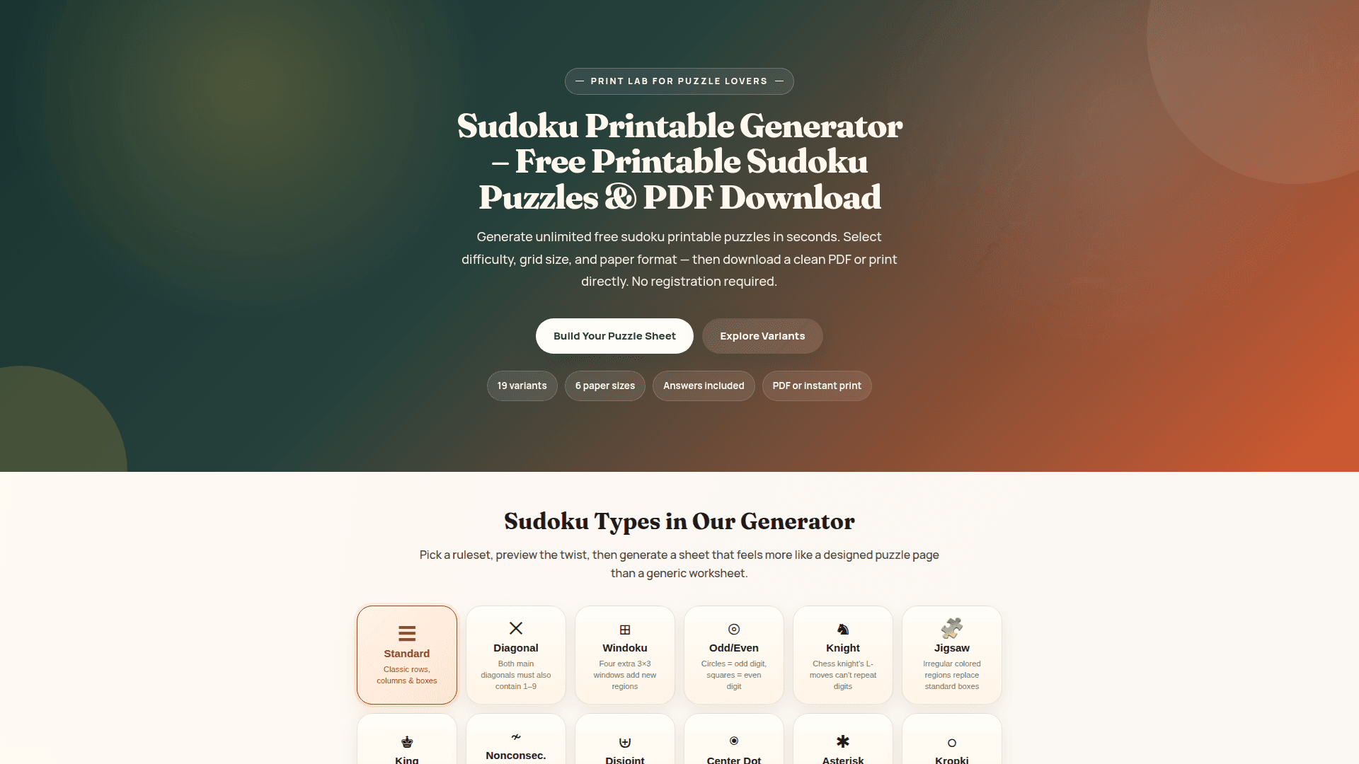 Sudoku Printable Generator