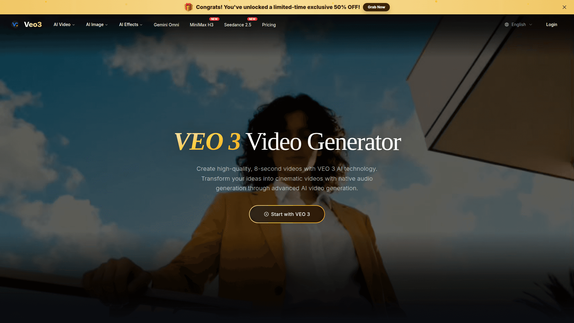 Veo 3 Video Generator product preview for startup listing on Aura++