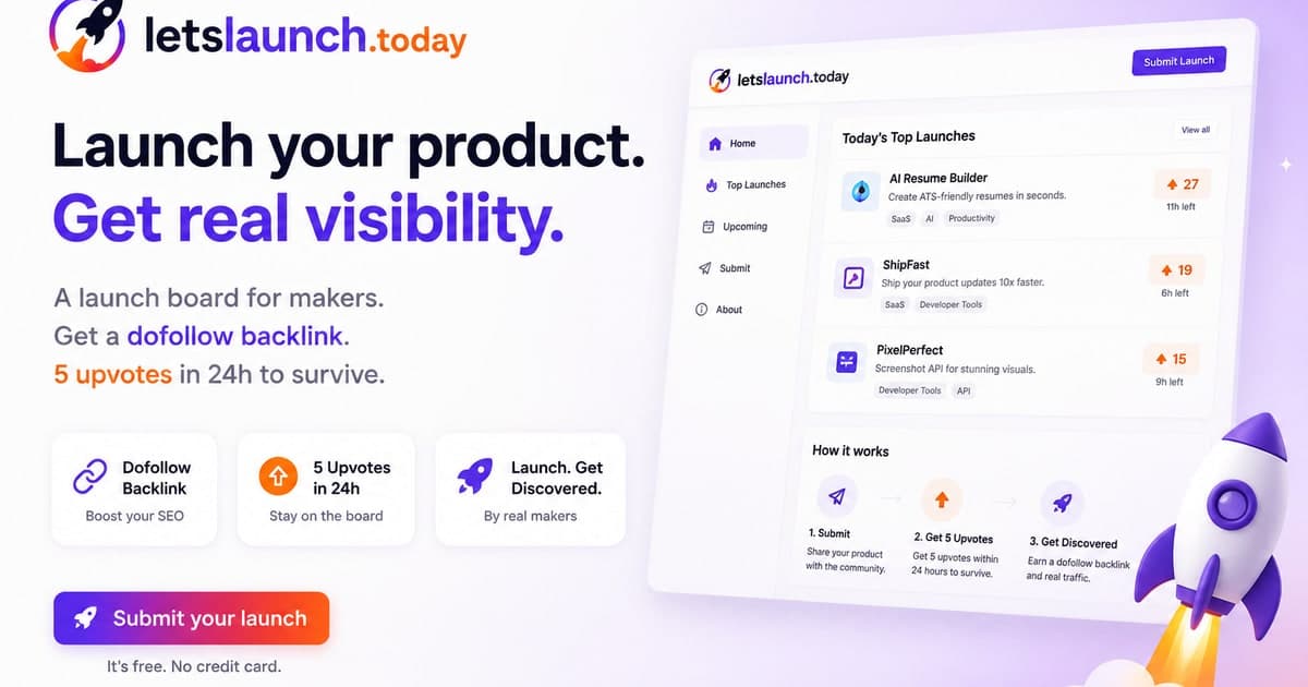 LetsLaunch product preview for startup listing on Aura++