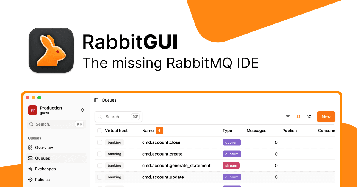 RabbitGUI - RabbitMQ Management Tool product preview for startup listing on Aura++