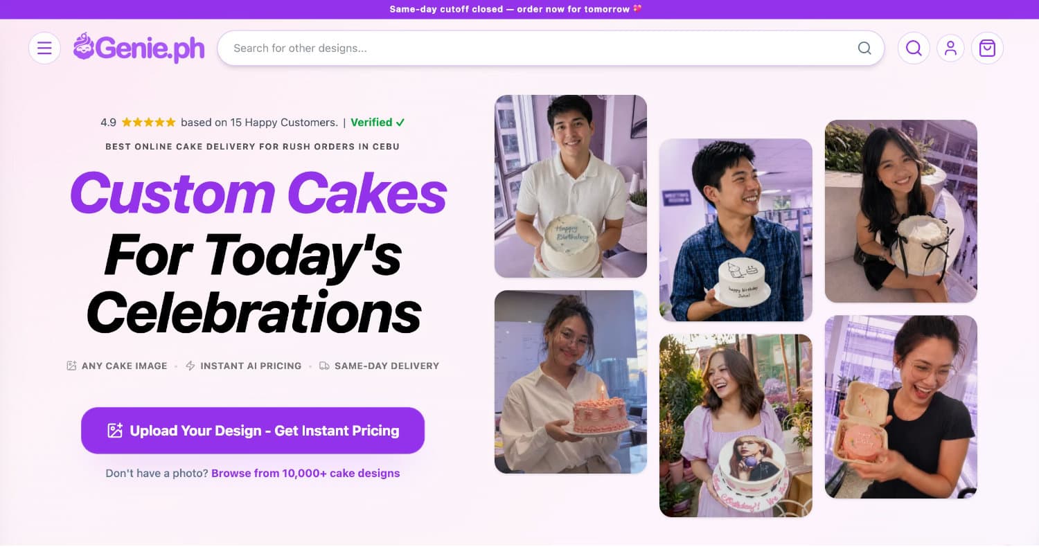 Instant Custom Cake Ordering in Cebu product preview for startup listing on Aura++