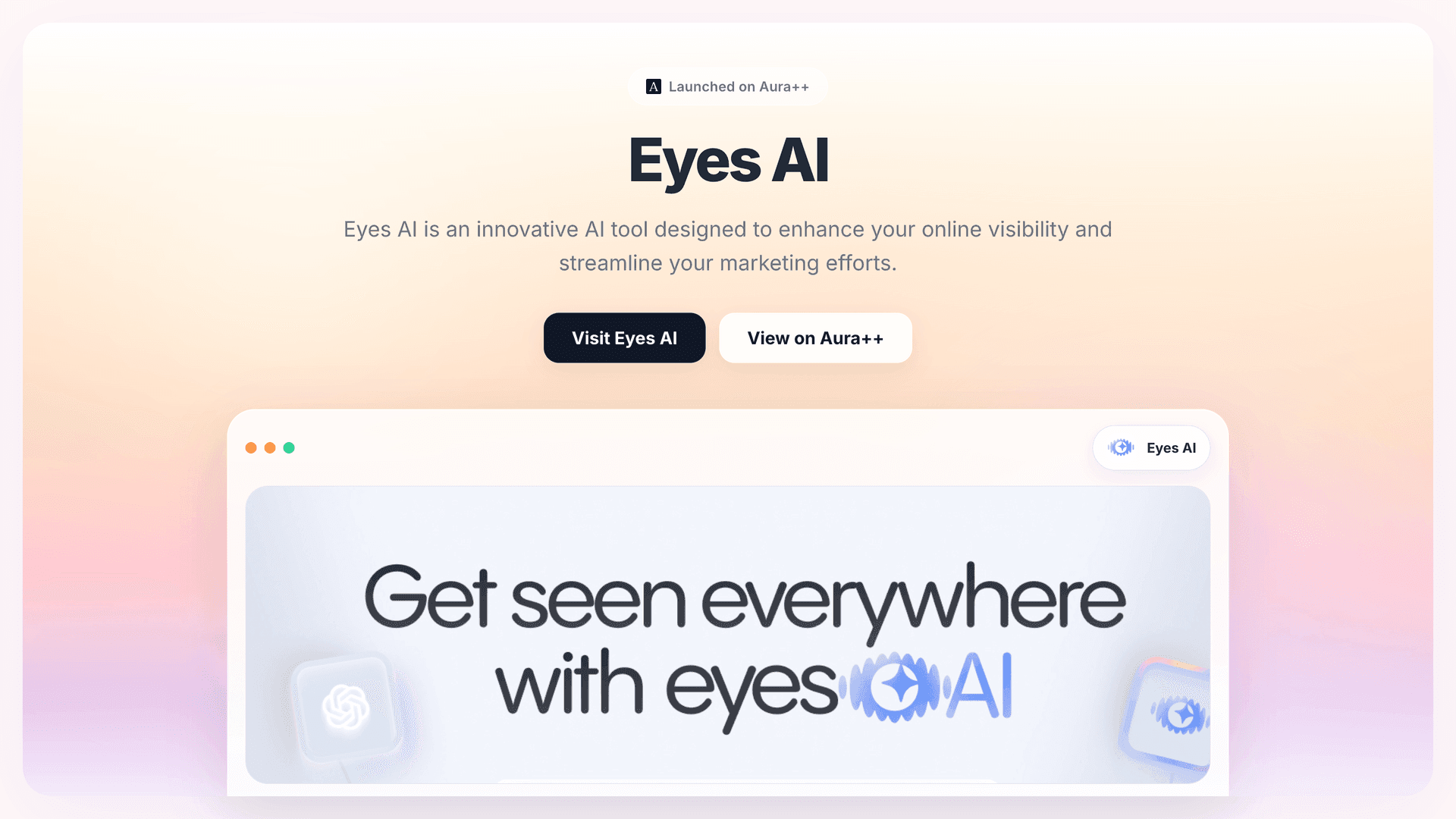 Eyes AI launch featured image on Aura++