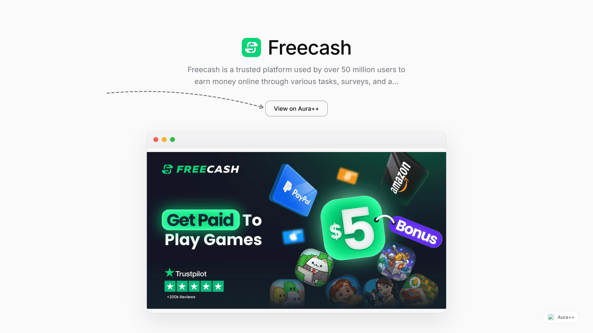 Freecash - Get Paid for Tasks & Surveys launch story featured image on Aura++