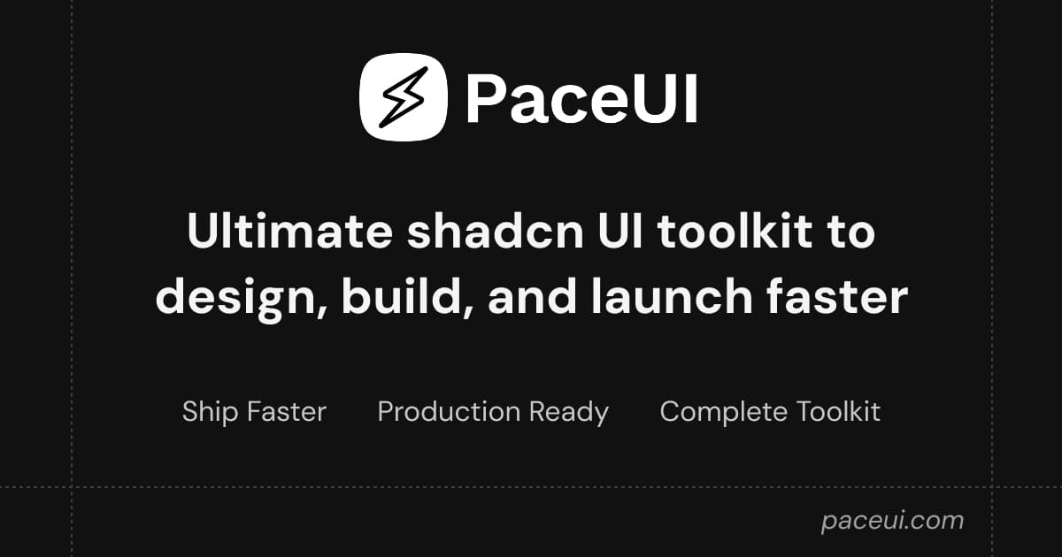 PaceUI: Shadcn UI Toolkit for Developers product preview for startup listing on Aura++