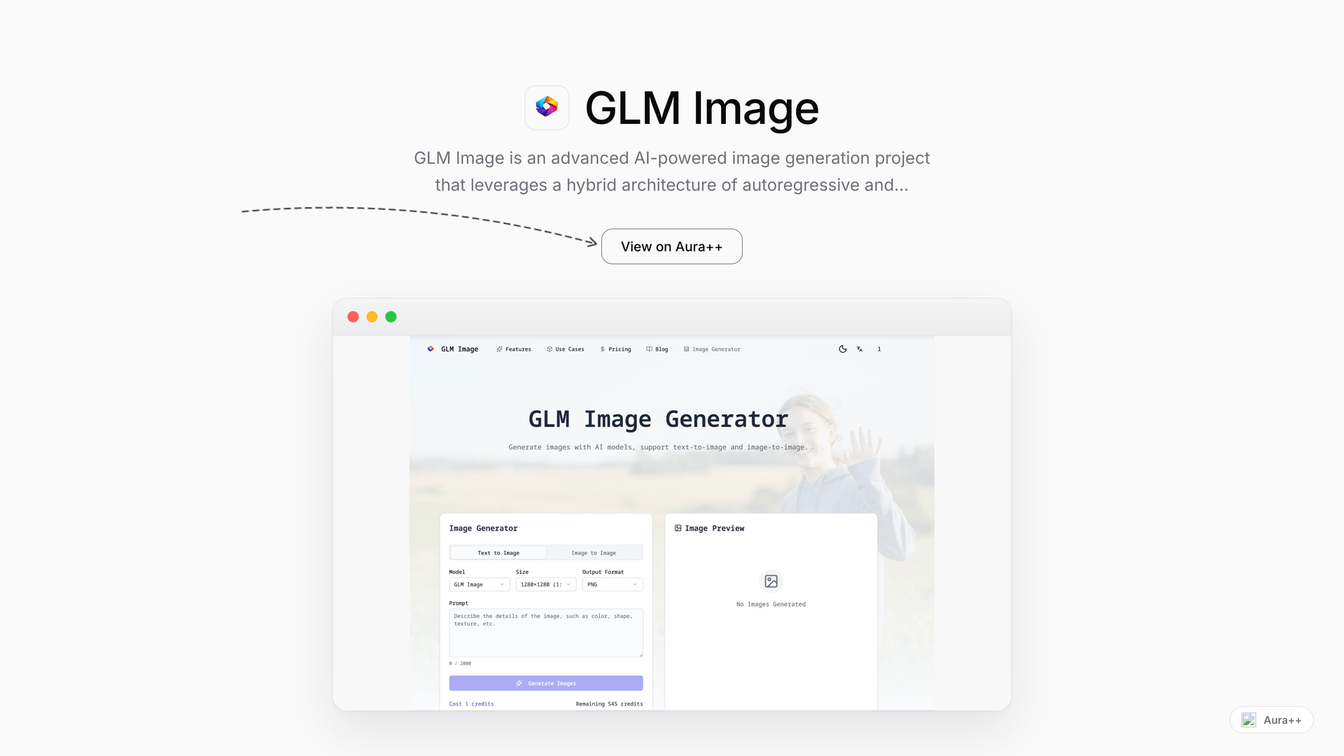 GLM Image: Open-Source AI Image Generator launch featured image on Aura++