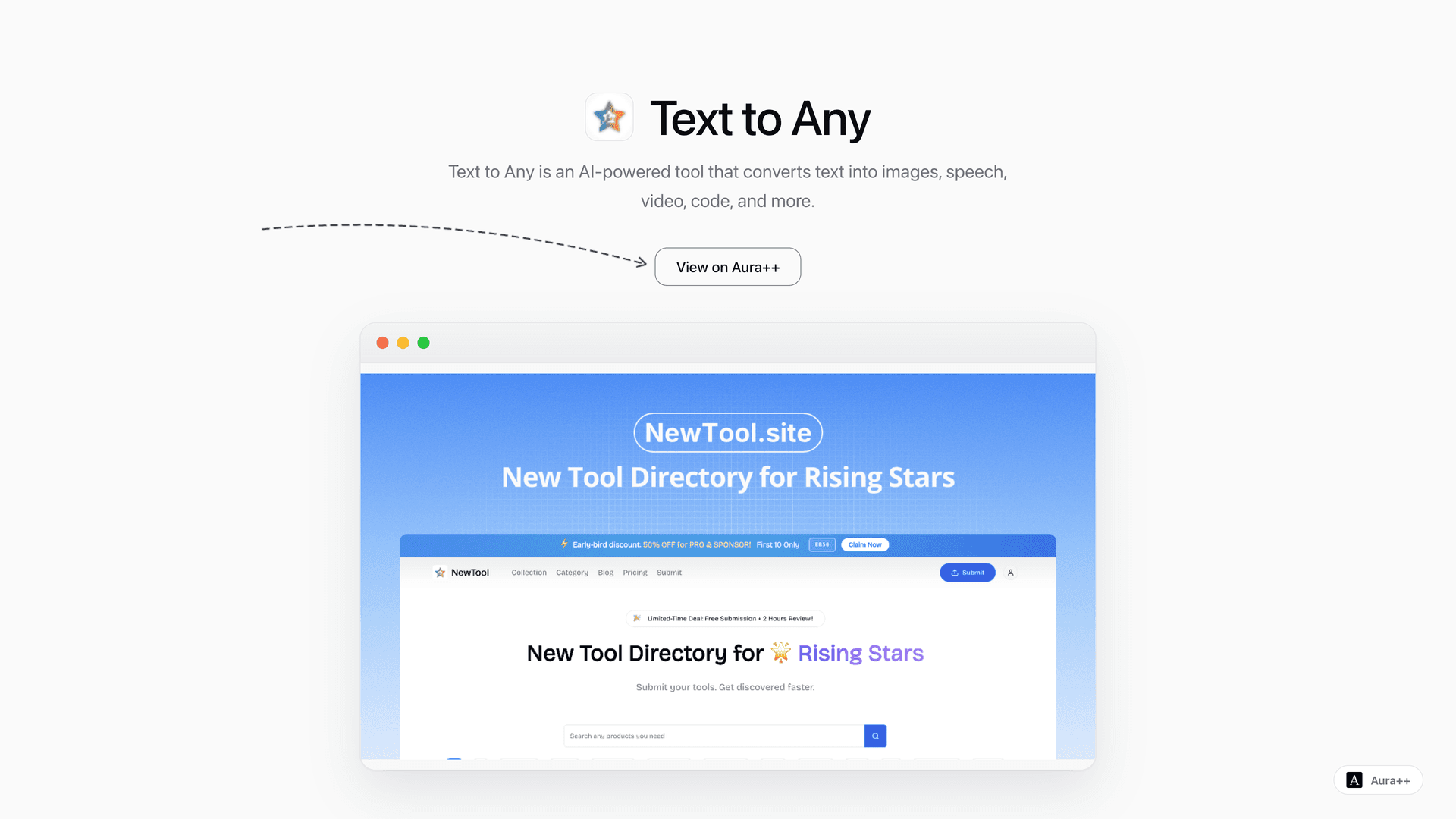 Text to Any launch featured image on Aura++