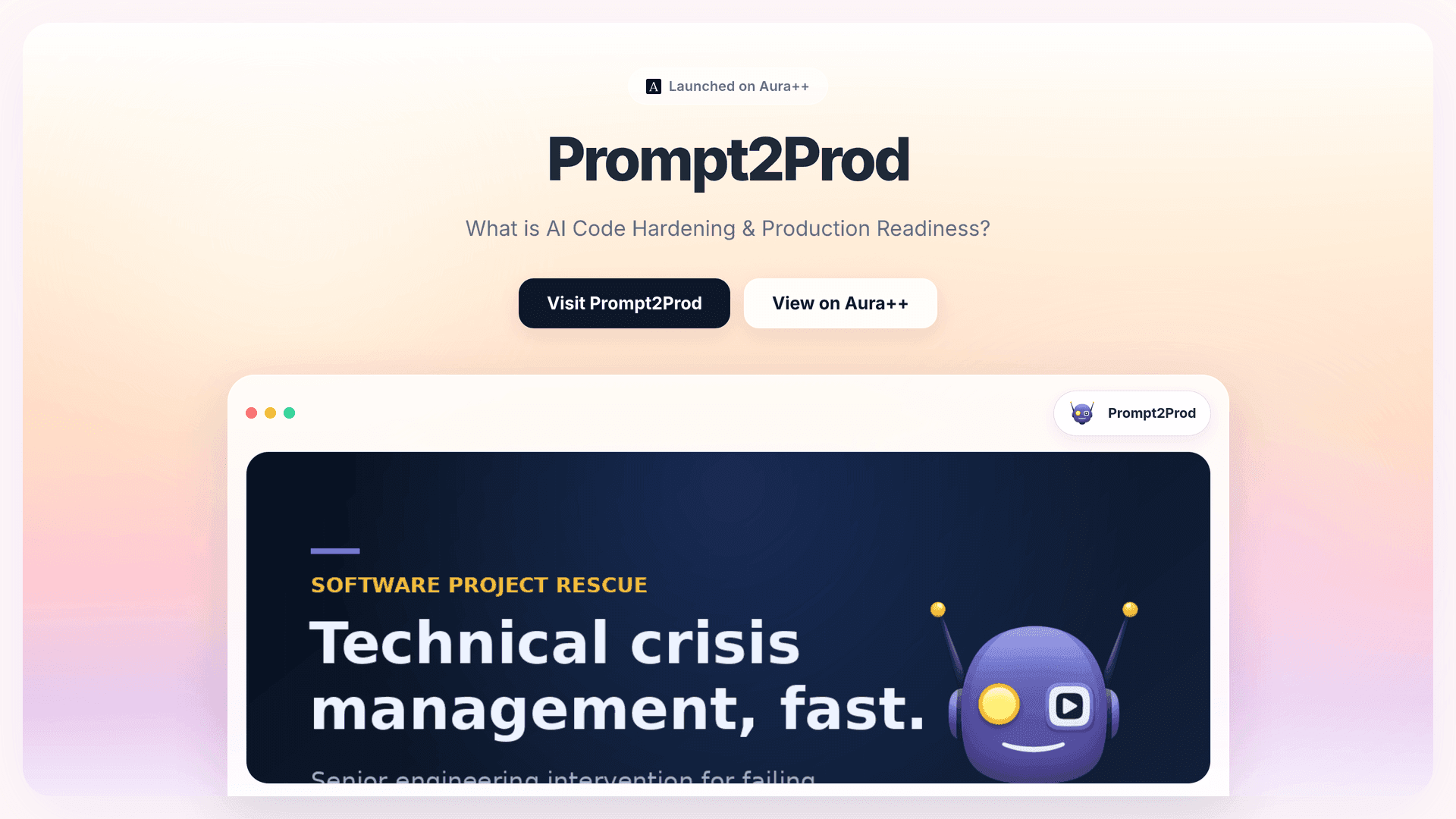 Prompt2Prod launch story featured image on Aura++