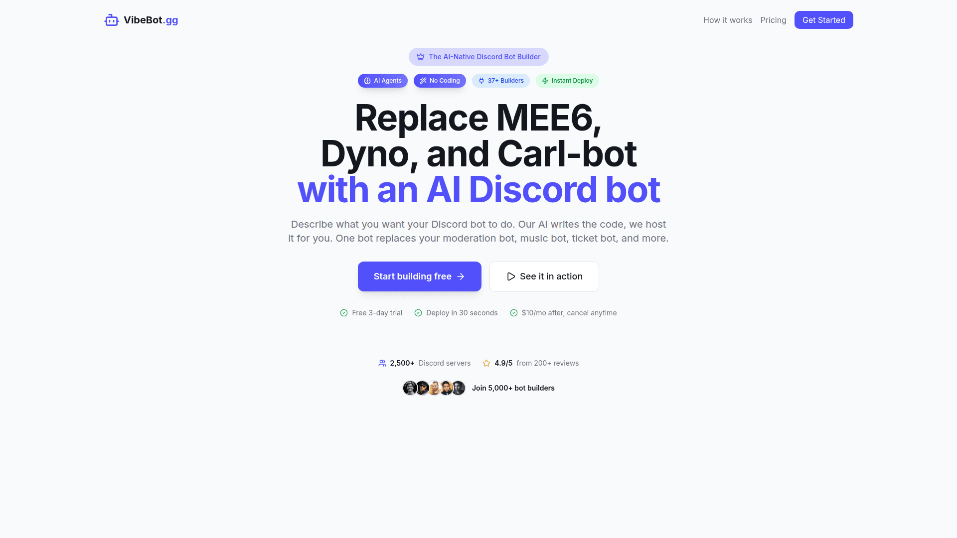 VibeBot.gg - AI Discord Bot Builder - Product Image
