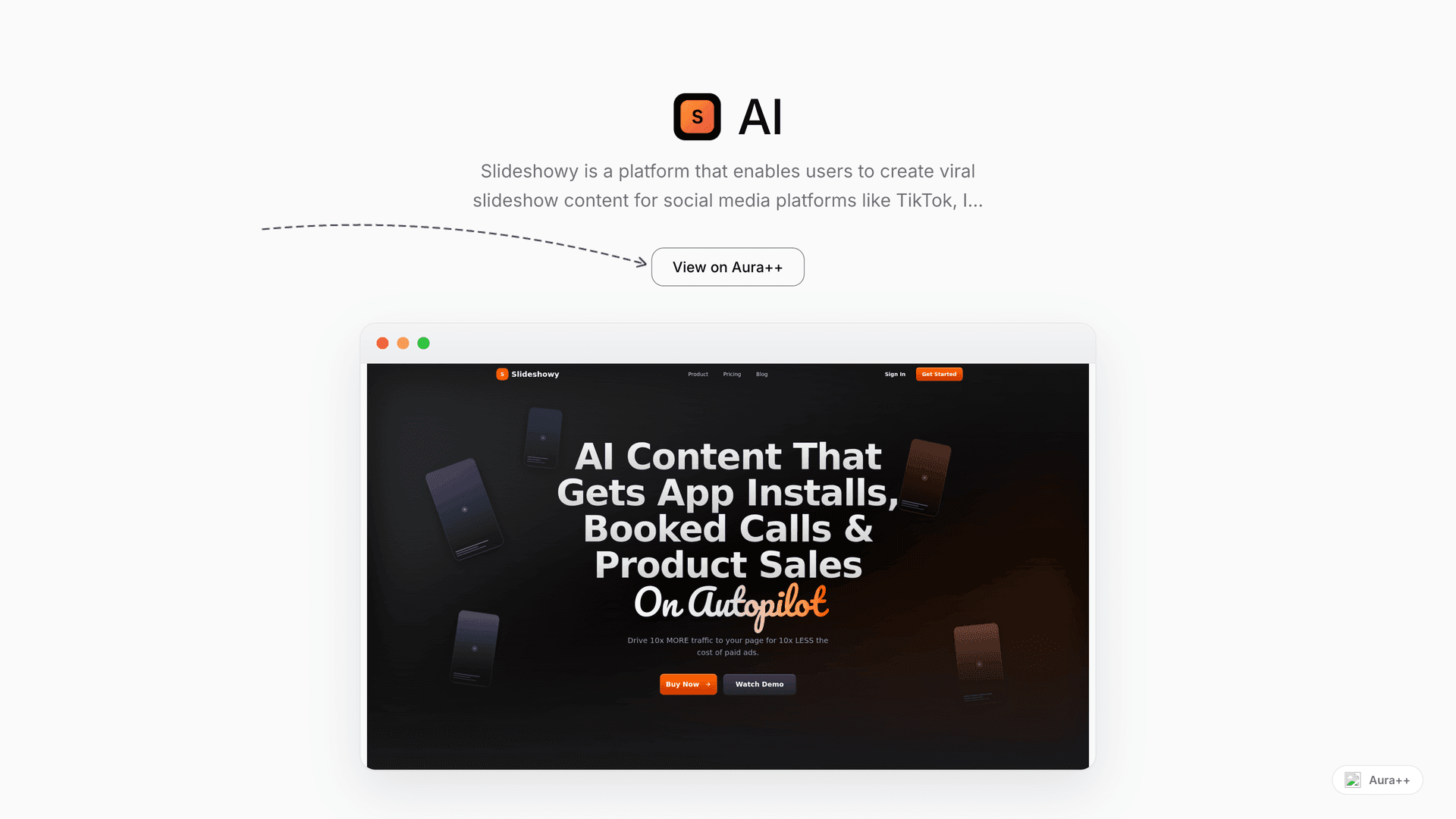 AI-Powered Viral Slideshow Creator launch story featured image on Aura++