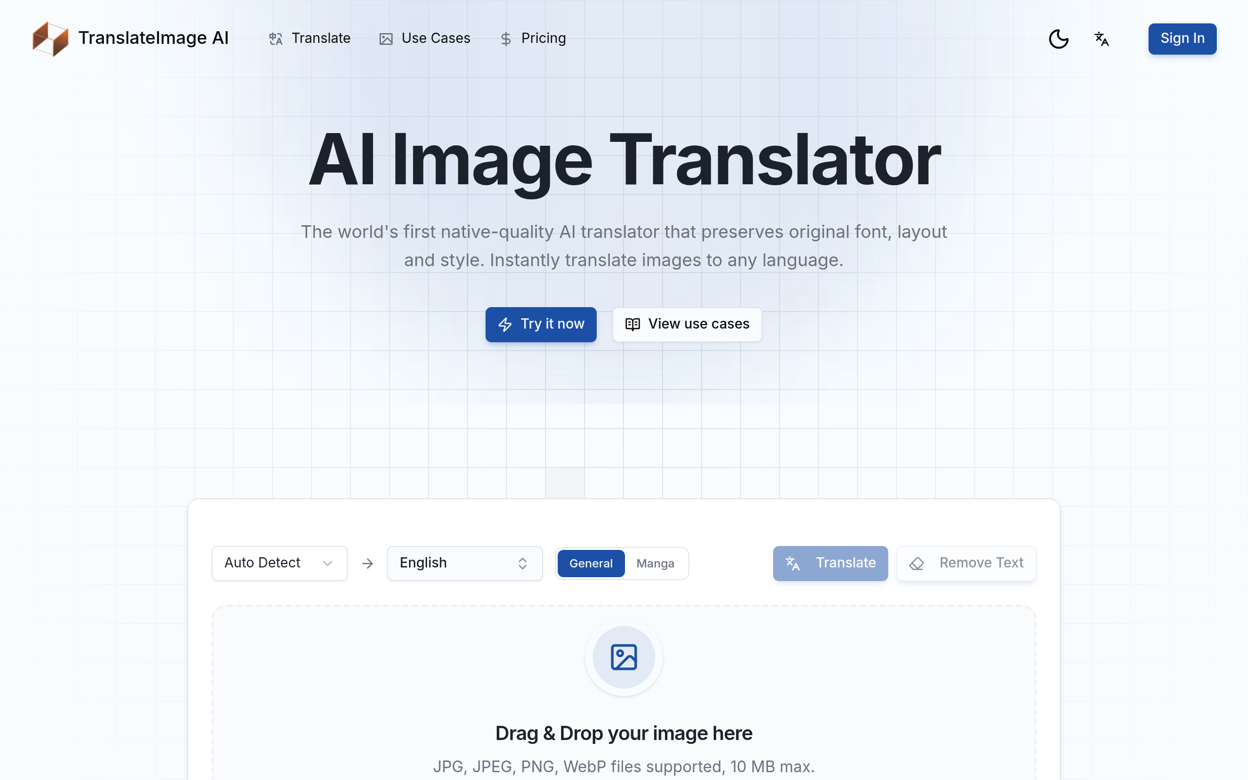 TranslateImage AI product preview for startup listing on Aura++