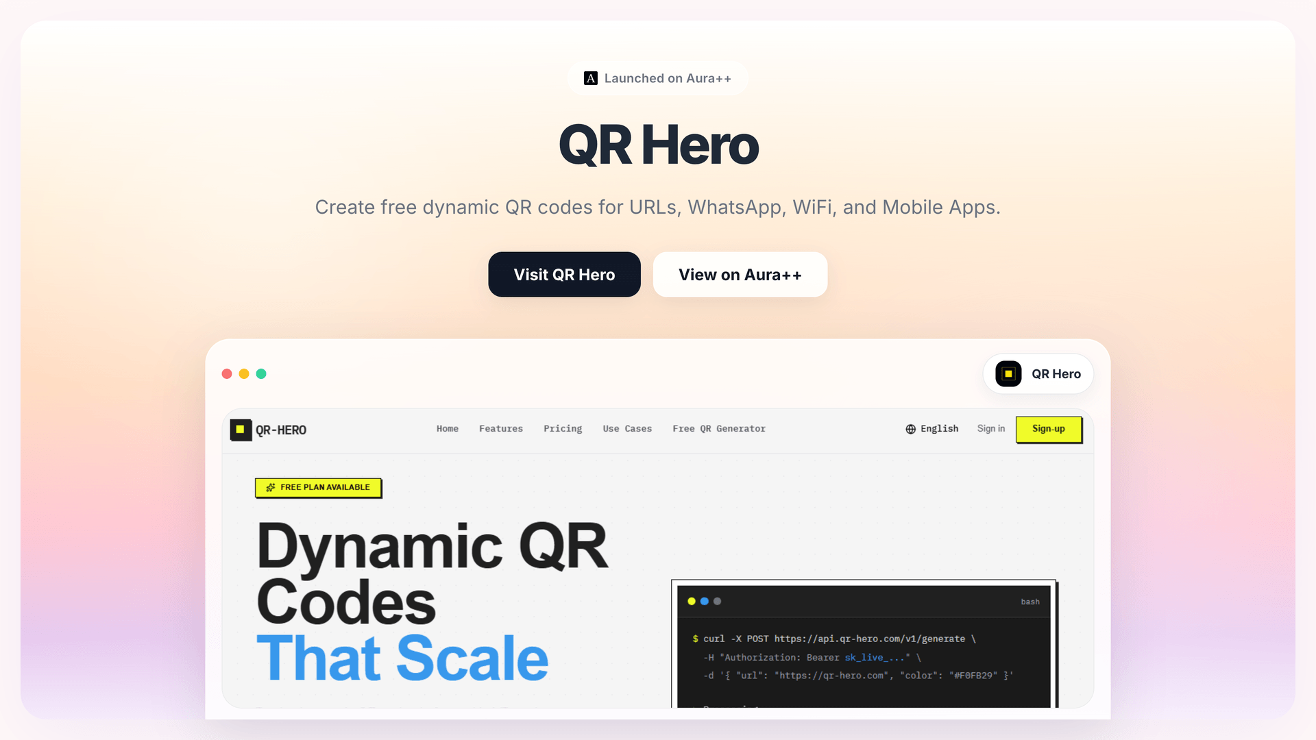 QR Hero launch story featured image on Aura++