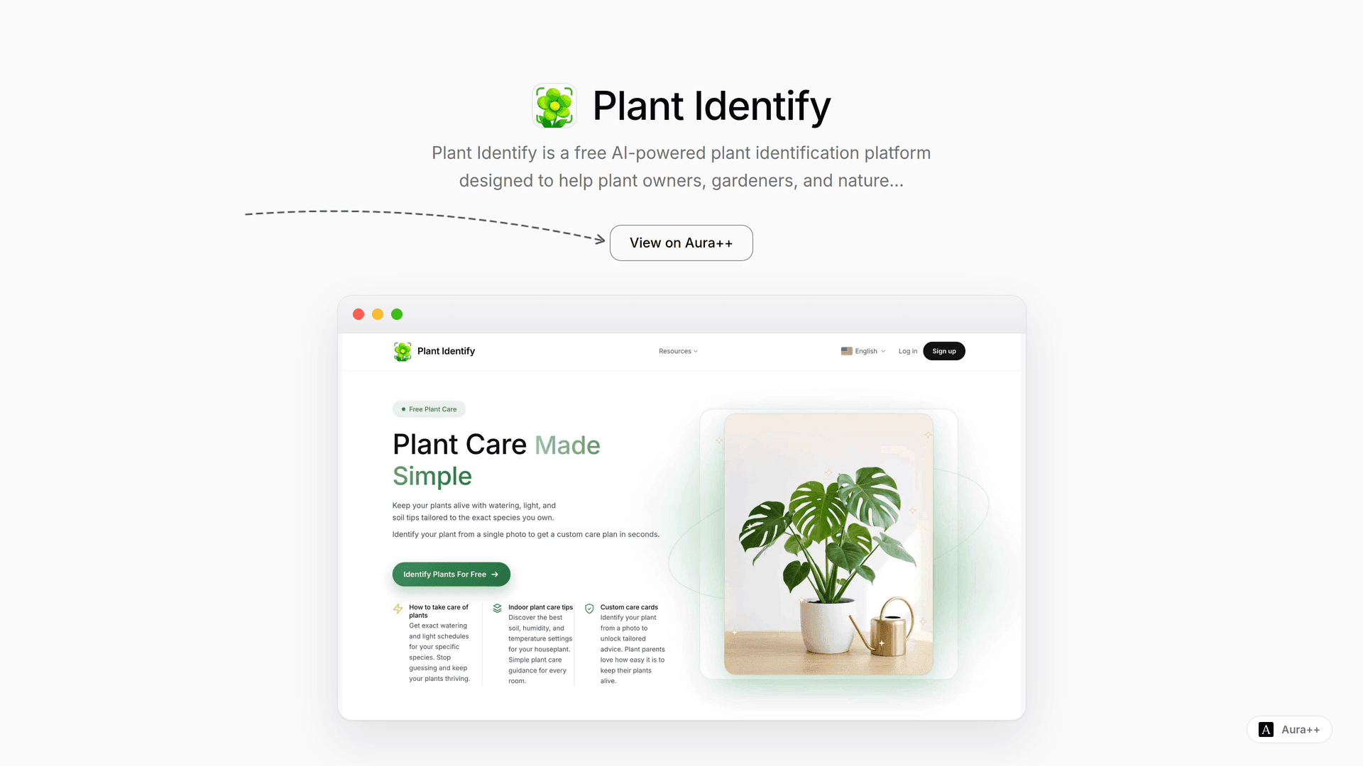 Plant Identify launch story featured image on Aura++