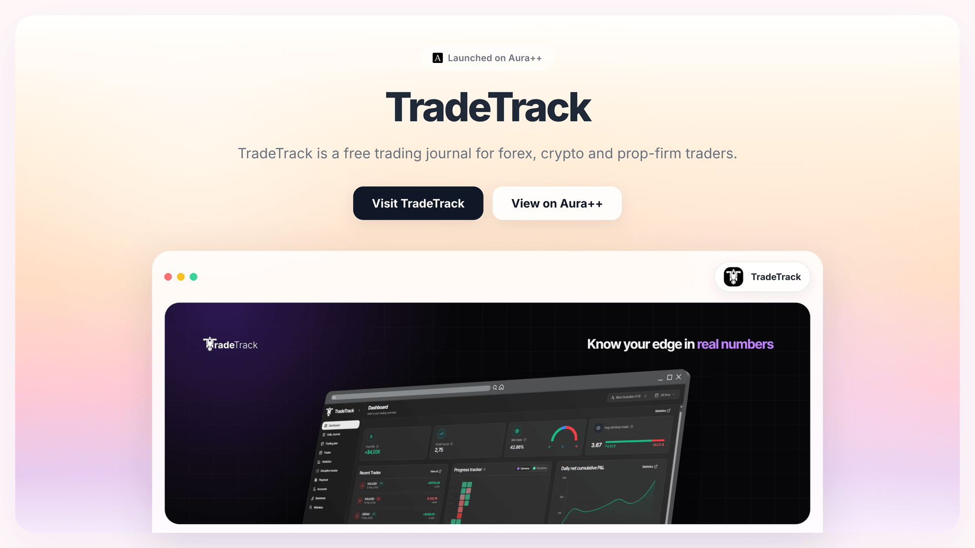 TradeTrack launch featured image on Aura++