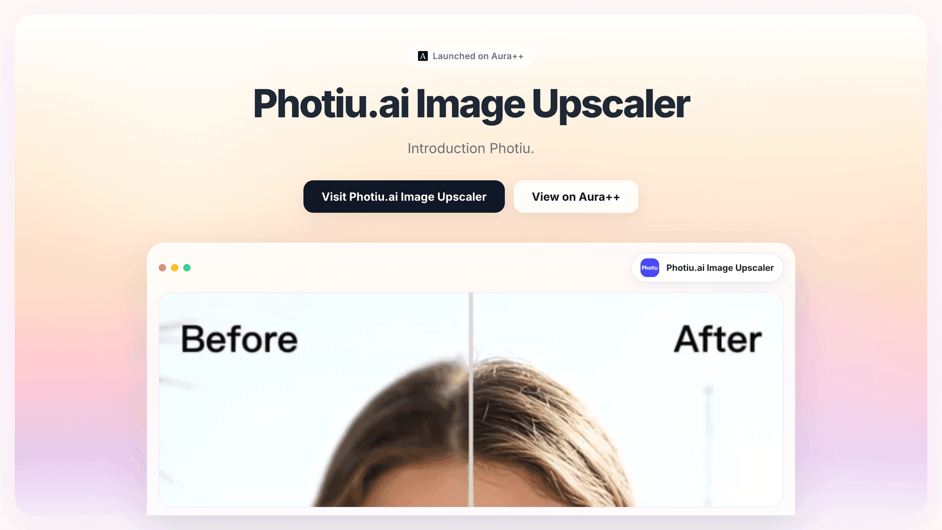 Photiu.ai Image Upscaler launch featured image on Aura++
