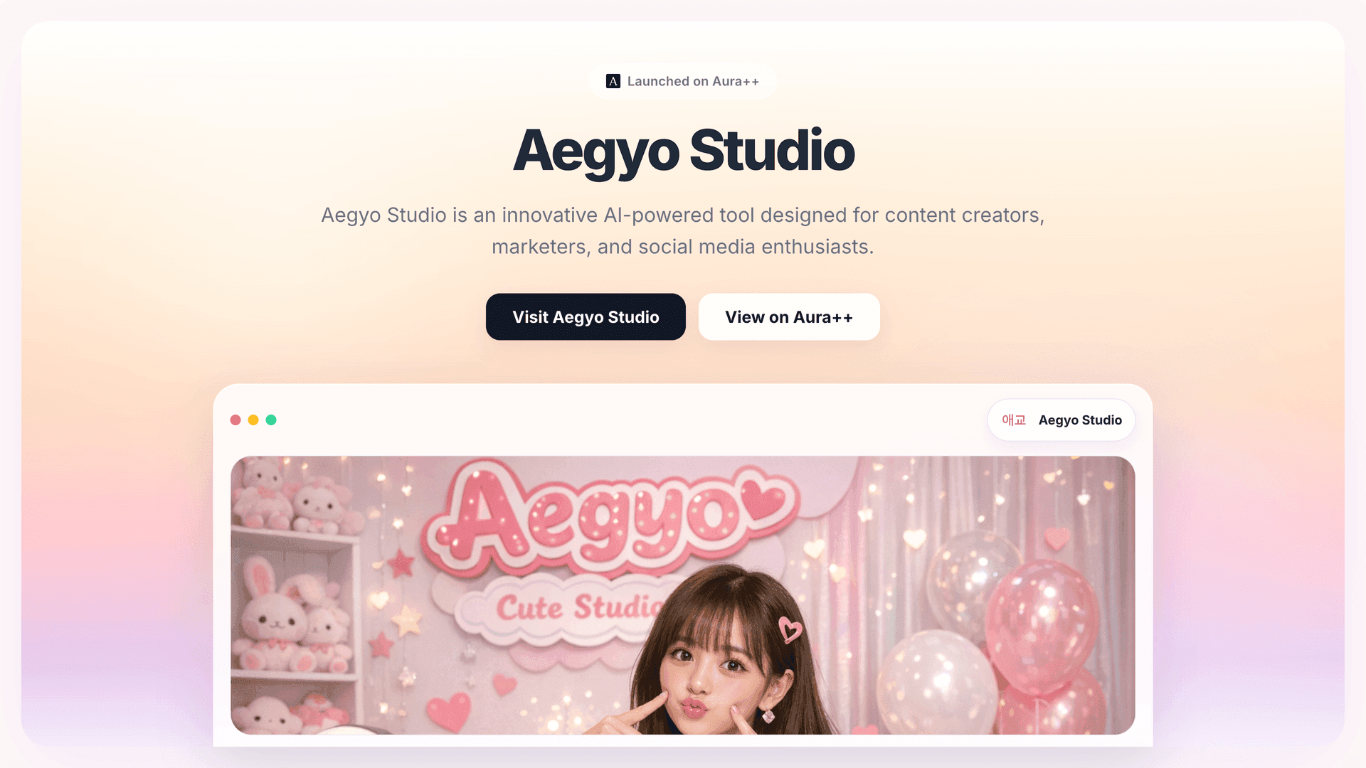 Aegyo Studio launch story featured image on Aura++