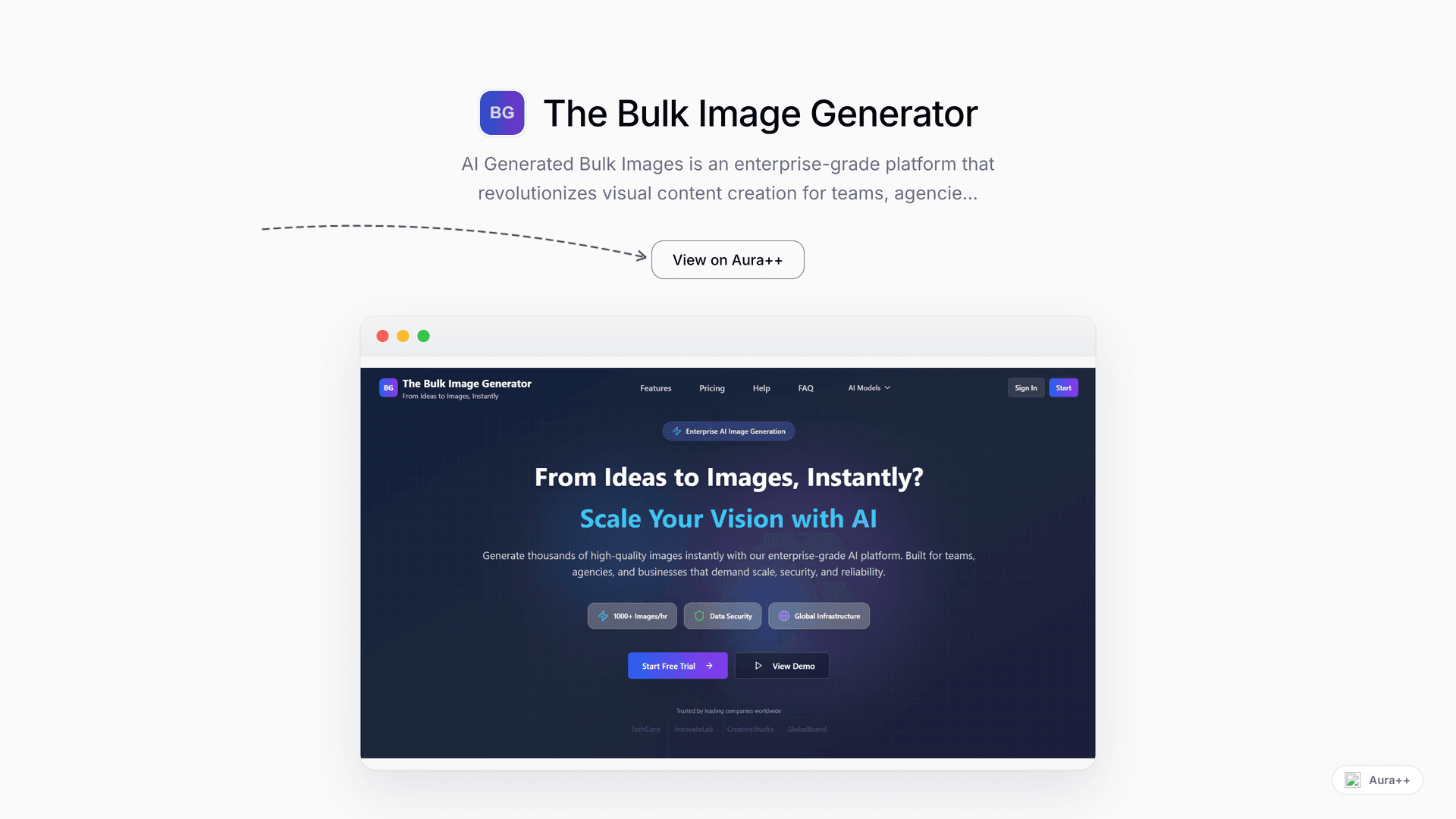 The Bulk Image Generator launch story featured image on Aura++