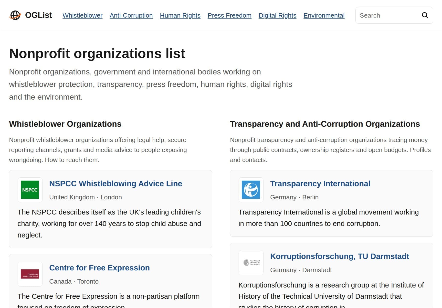 OGList product preview for startup listing on Aura++